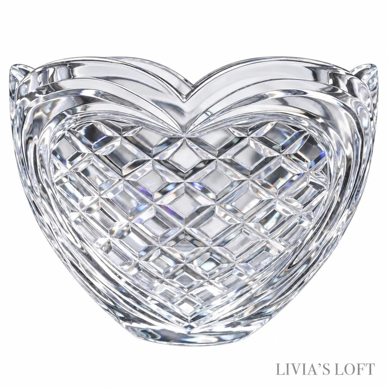Waterford Crystal Heart Shaped Bowl, Vintage Cut Crystal Sweetheart Dish, Diamond Cut Trinket Bowl, Signed Ireland, Wedding Gift