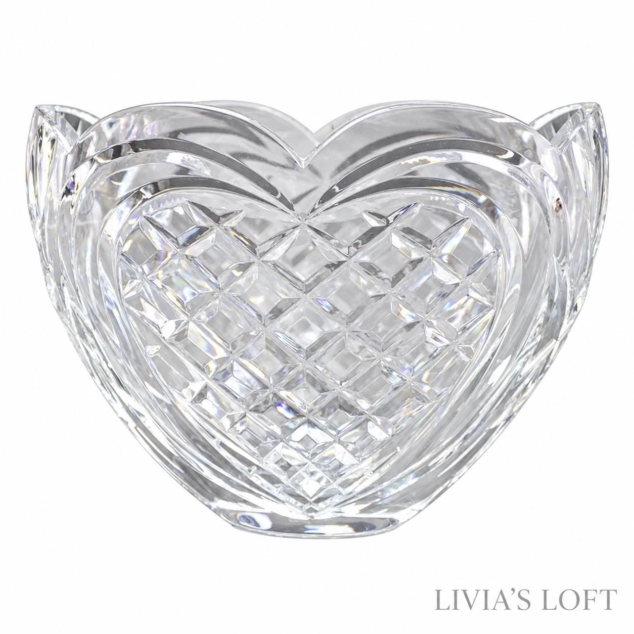 Waterford Crystal Heart Shaped Bowl, Vintage Cut Crystal Sweetheart Dish, Diamond Cut Trinket Bowl, Signed Ireland, Wedding Gift, view 5