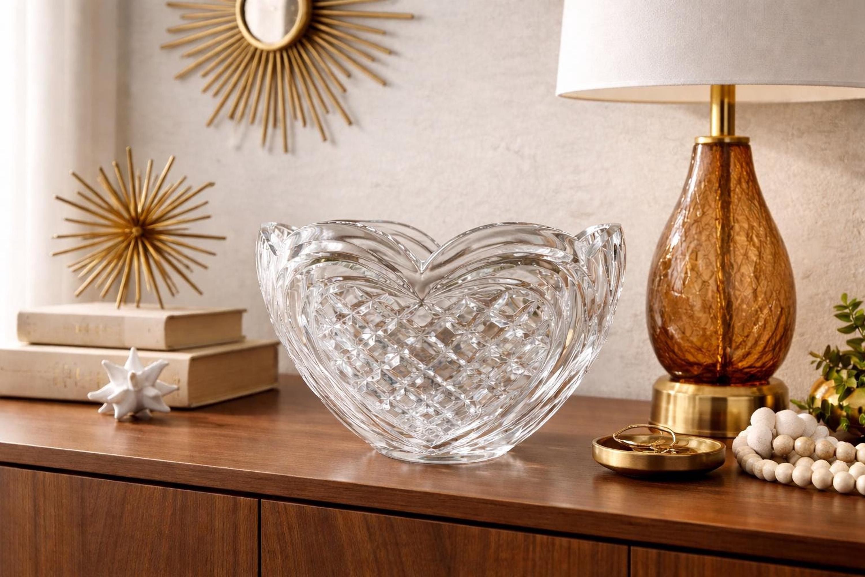 Waterford Crystal Heart Shaped Bowl, Vintage Cut Crystal Sweetheart Dish, Diamond Cut Trinket Bowl, Signed Ireland, Wedding Gift, view 7
