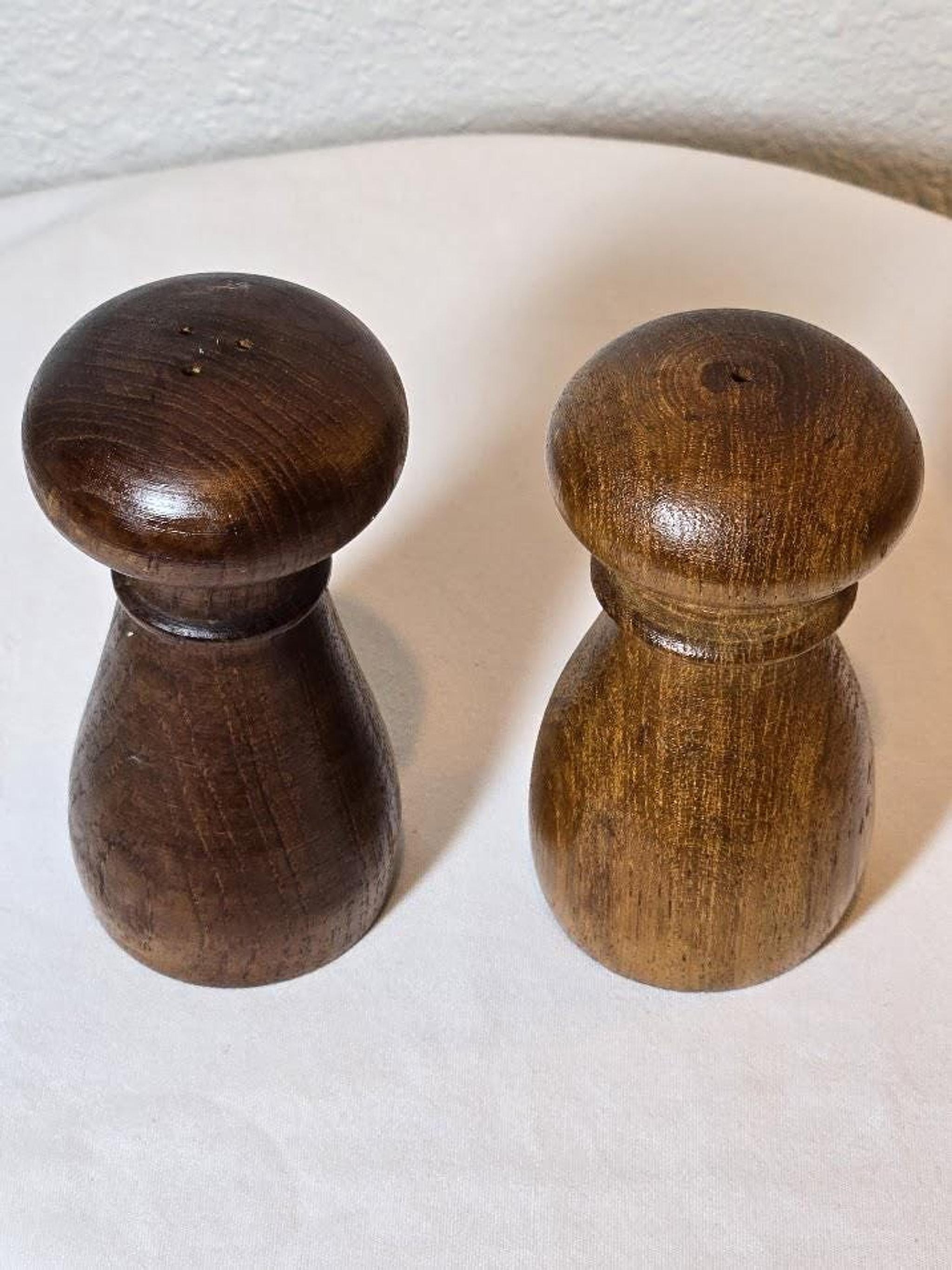 Vintage Teak Mills, Hand-Turned Salt and Pepper Shakers from Thailand, view 3