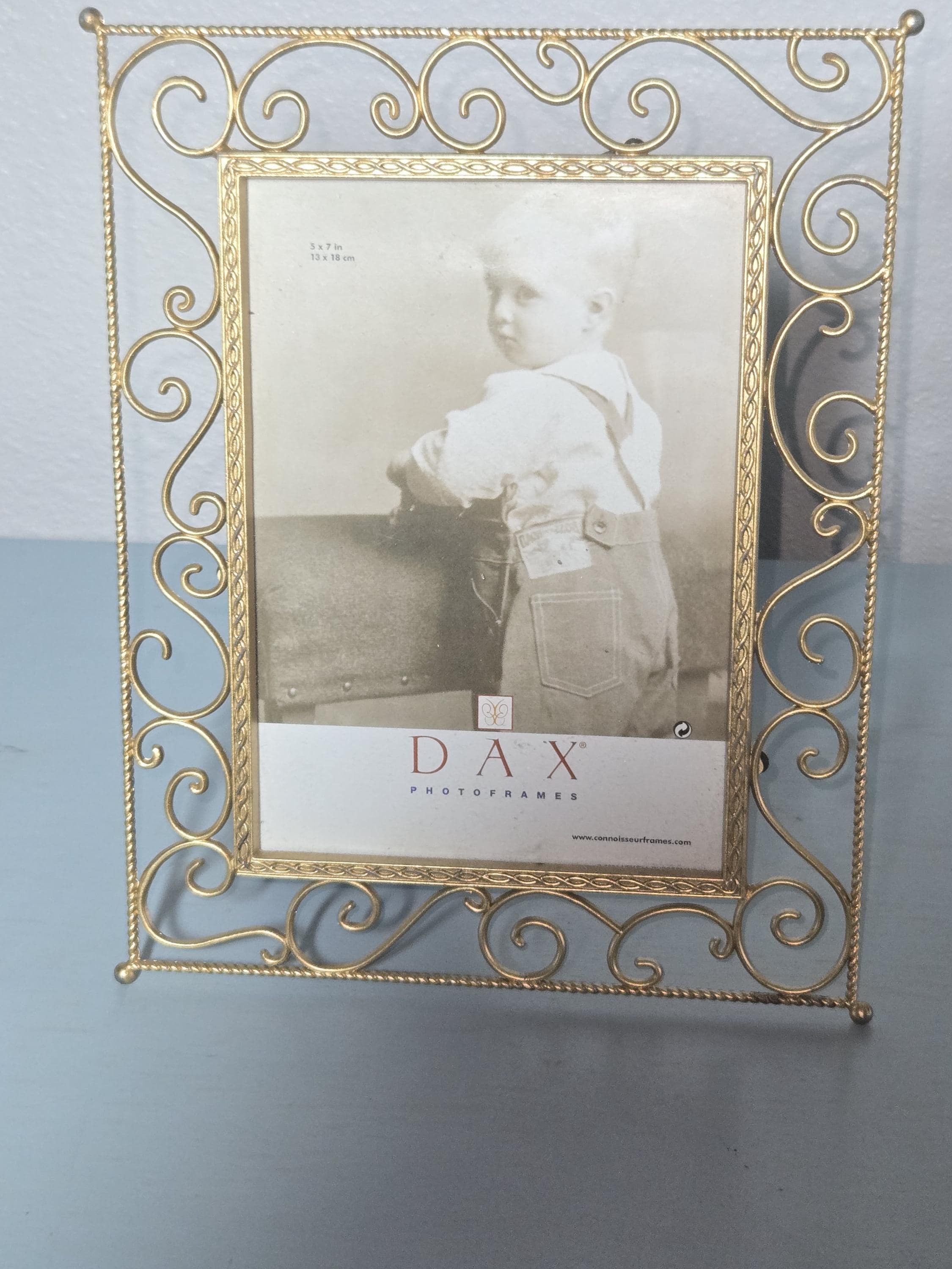 Vintage Photo Frame with Gold Tone Scroll Design, 5x7 DAX, view 1