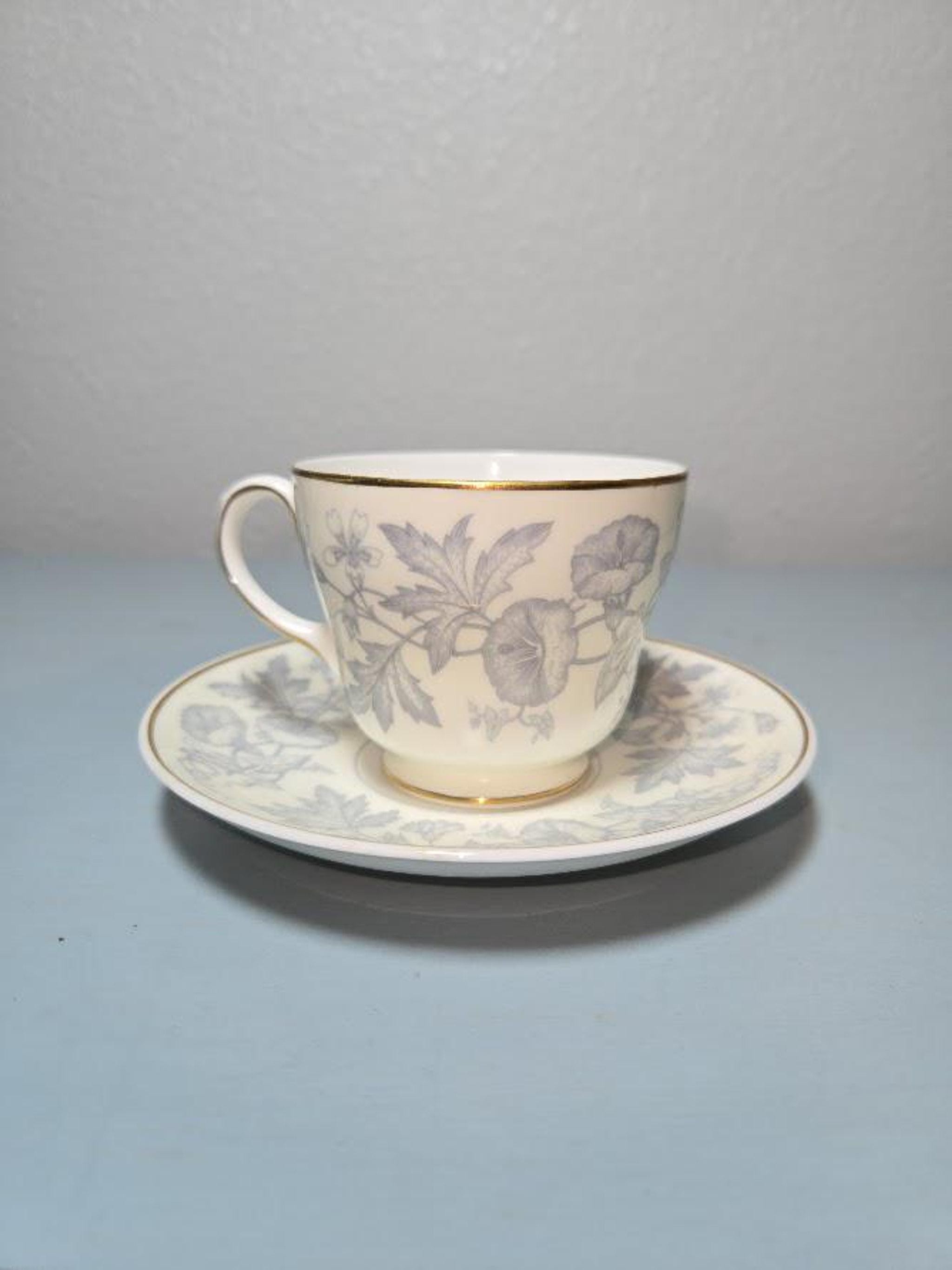 Vintage Teacup Set, Wedgwood Wildflower Floral Pattern with Gold Trim, view 3