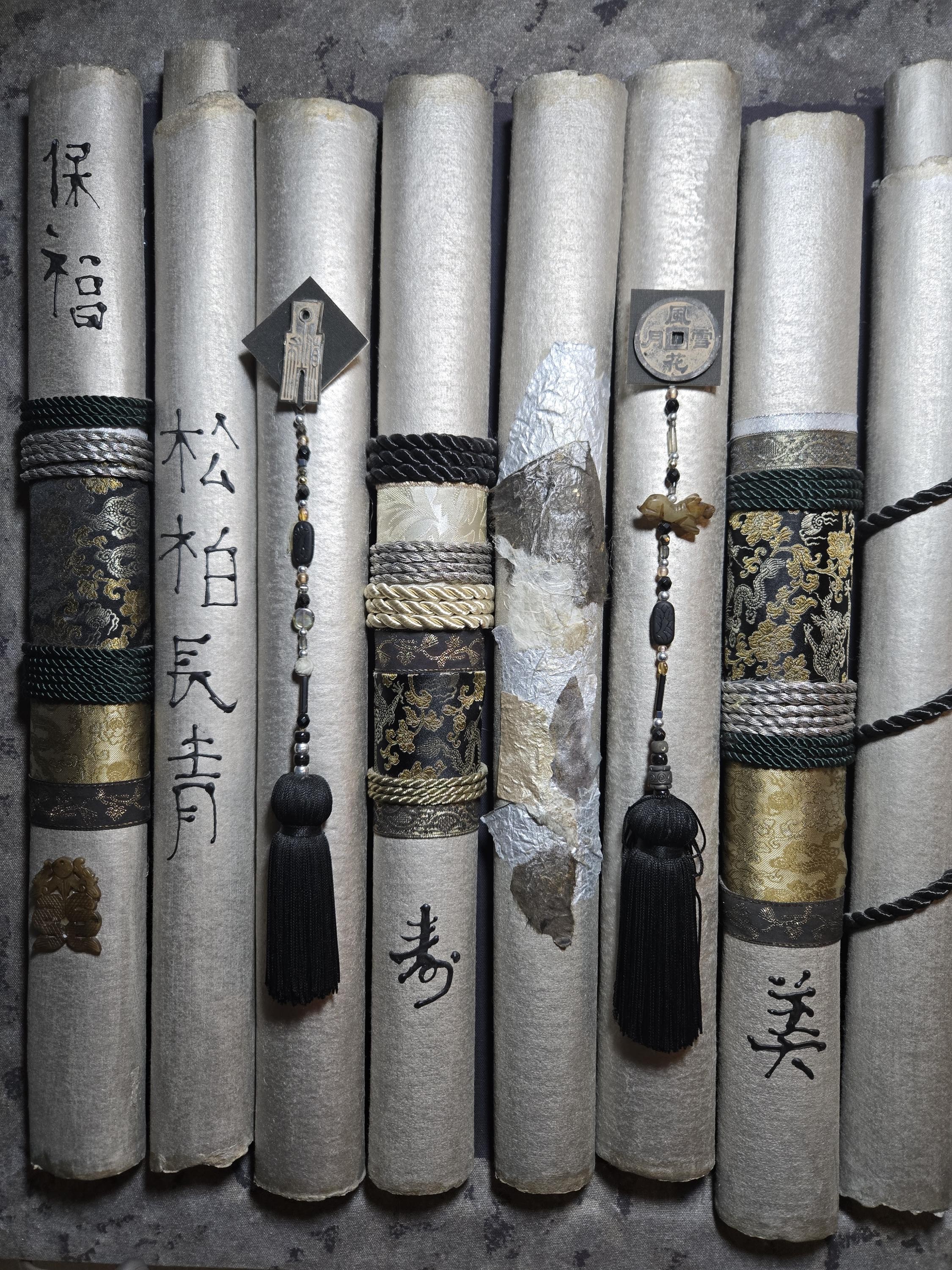 Large Asian Scroll Wall Art: Feng Shui Five Elements, Zen Decor (4ft), view 3