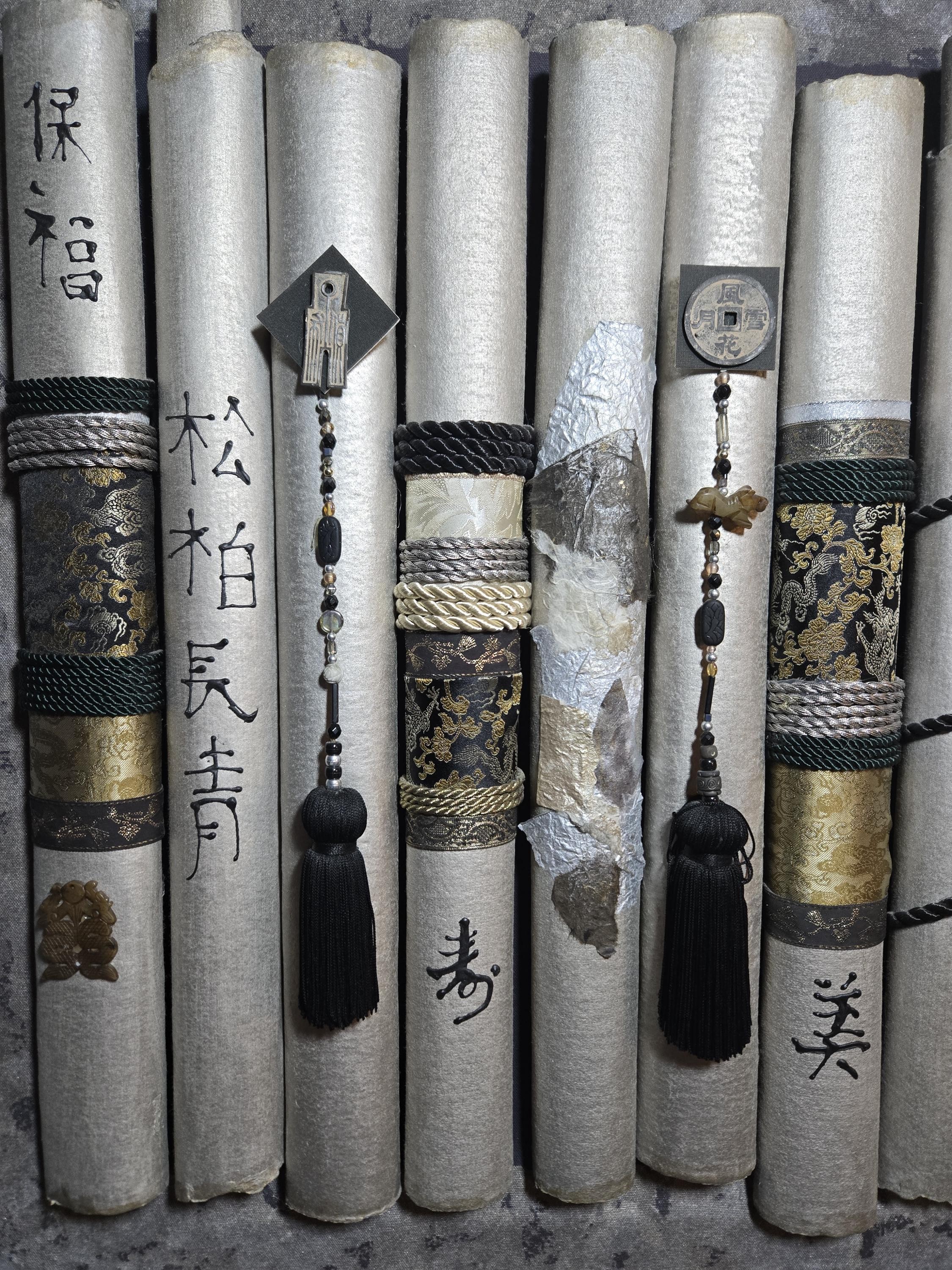 Large Asian Scroll Wall Art: Feng Shui Five Elements, Zen Decor (4ft), view 6