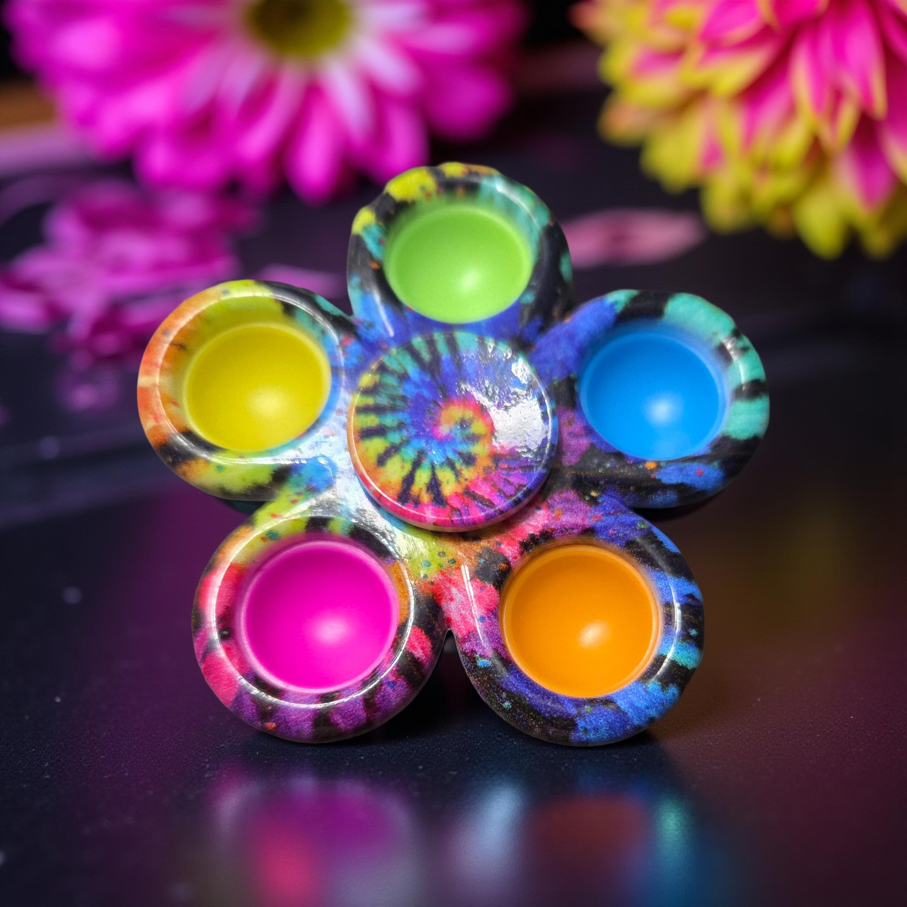 Tie Dye Flower Fidget Toy – Sensory Silicone Push Pop, view 6