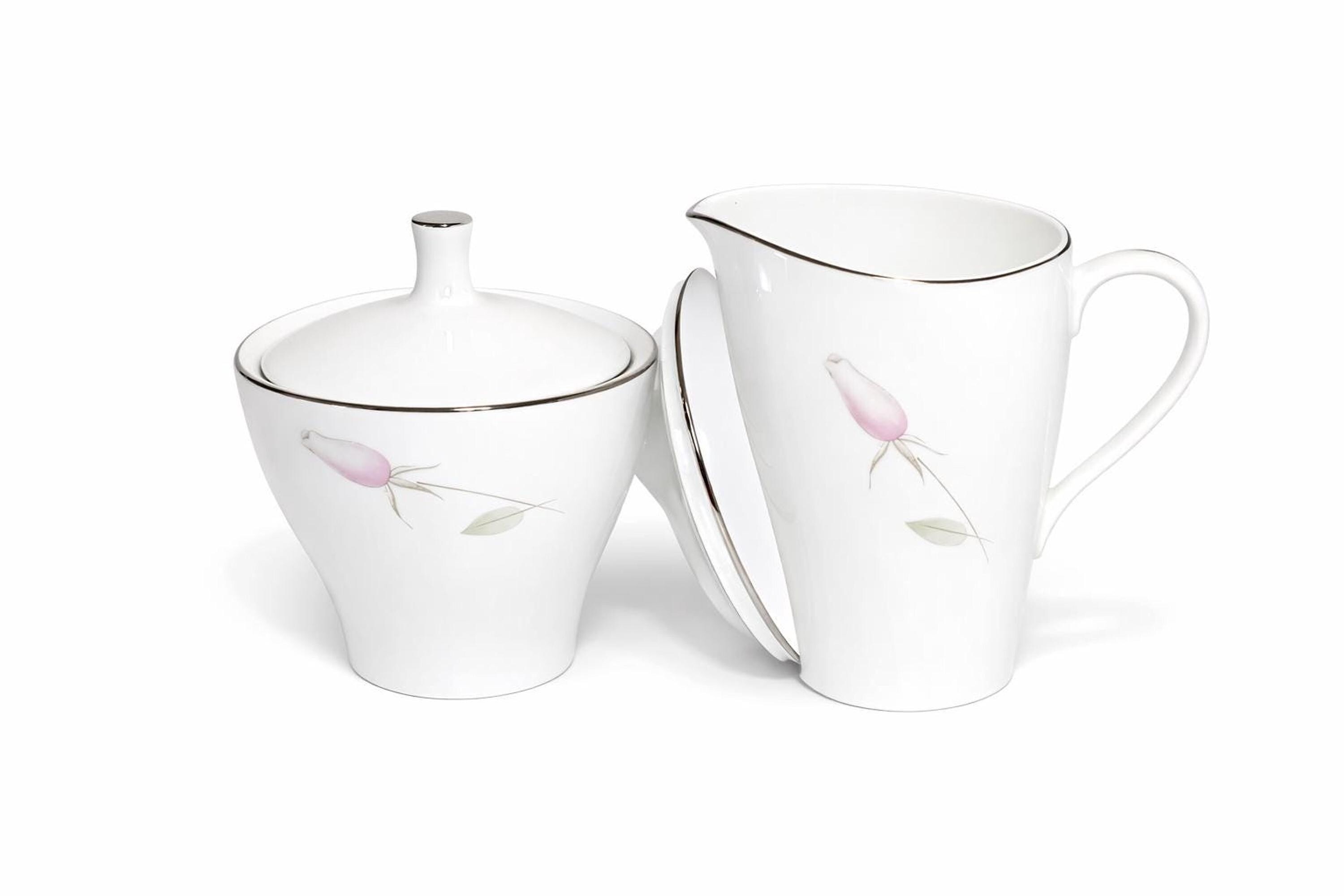Floral Coffee Set, Mikasa Roxane Vintage Fine China with Sugar Bowl Lid, view 3