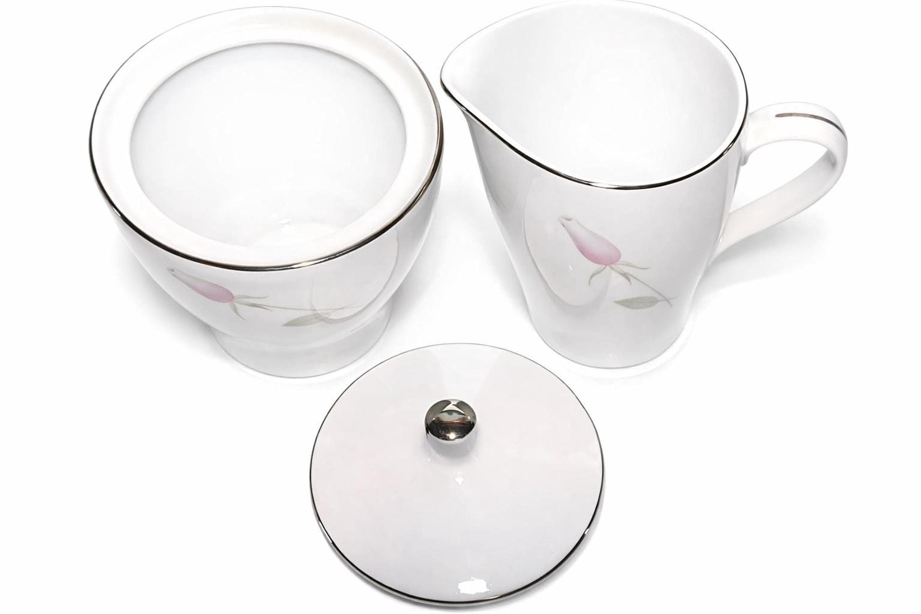 Floral Coffee Set, Mikasa Roxane Vintage Fine China with Sugar Bowl Lid, view 5