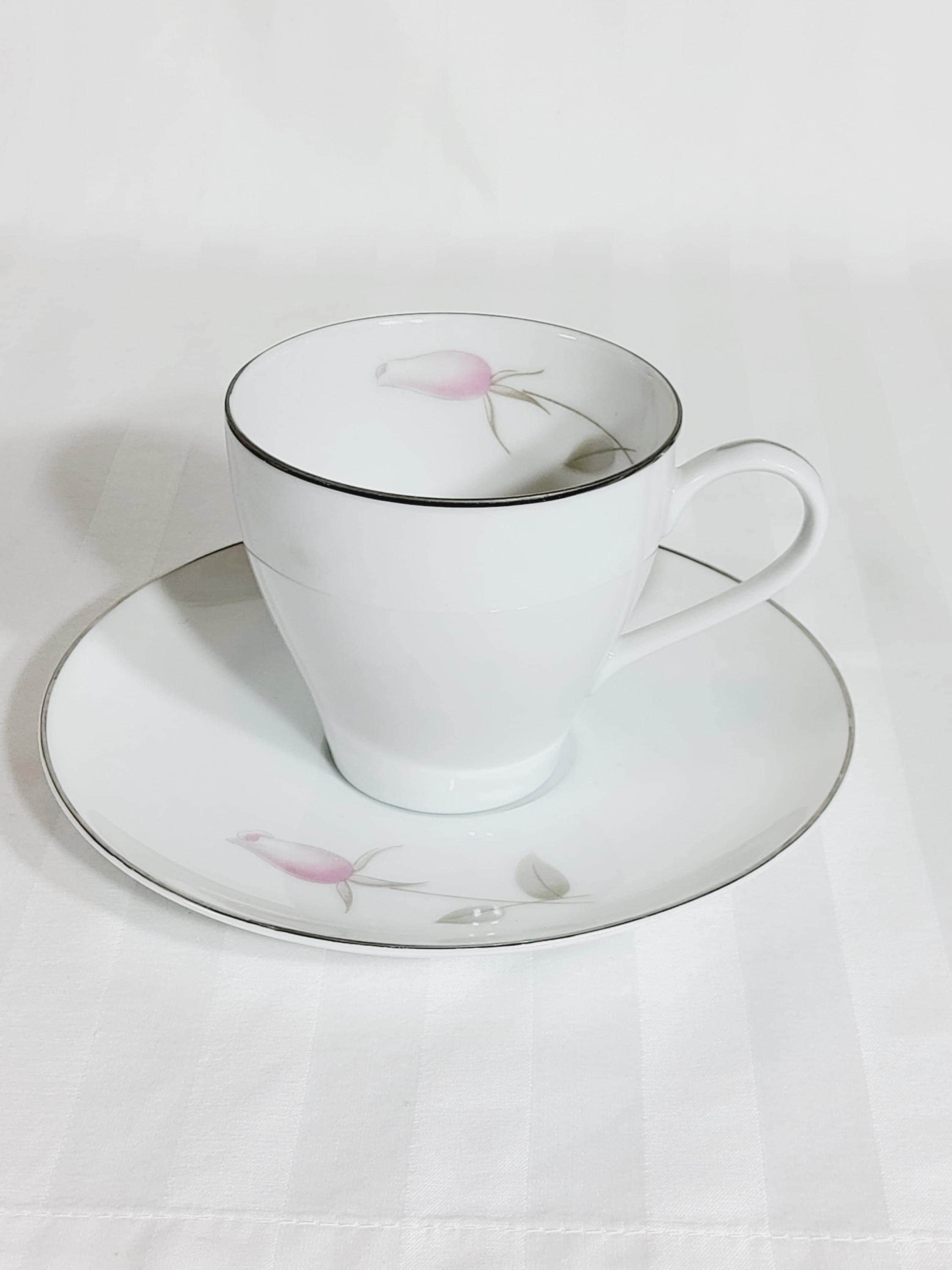 Mikasa Tea Set, 4 Cup and Saucer Set with Platinum Rim, view 3