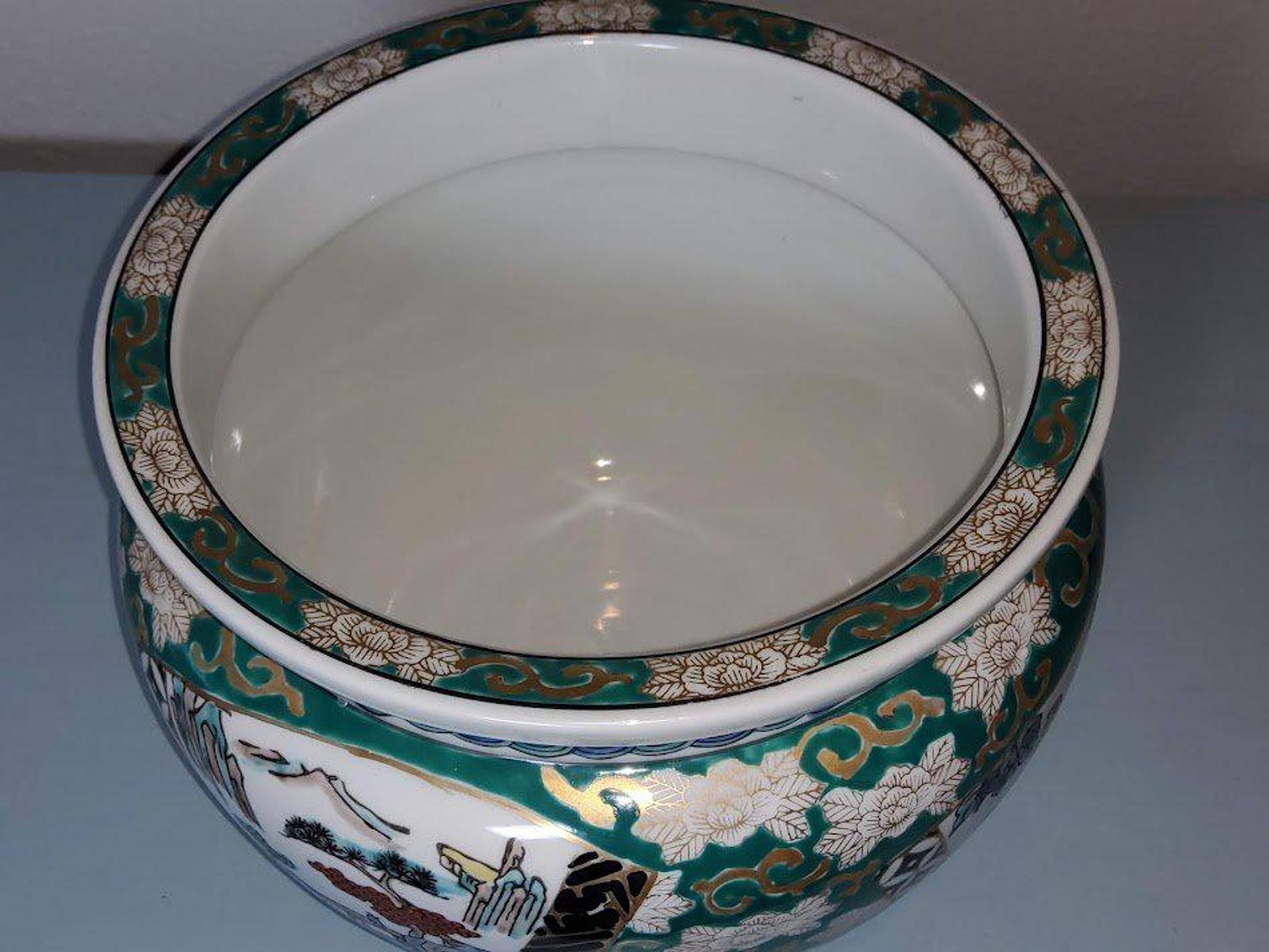 Vintage Gold Imari Hand-Painted Porcelain Planter with Stand, view 5