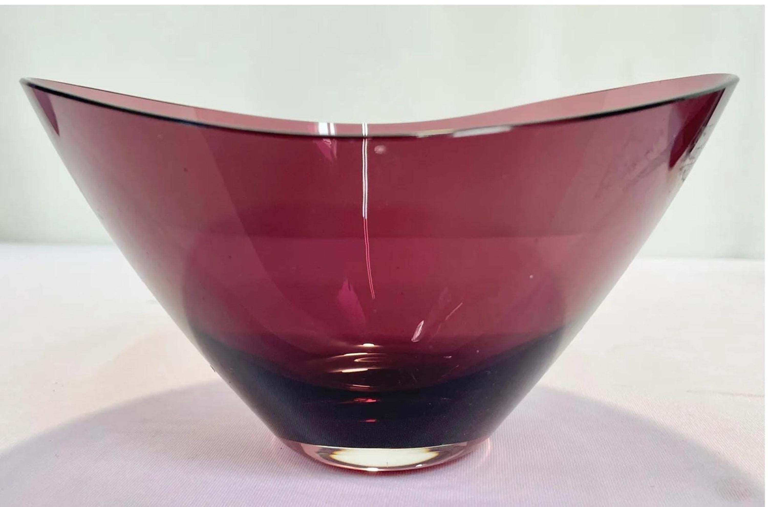 Mid Century Glass Set, Amethyst and Cranberry Decor Trio, view 2
