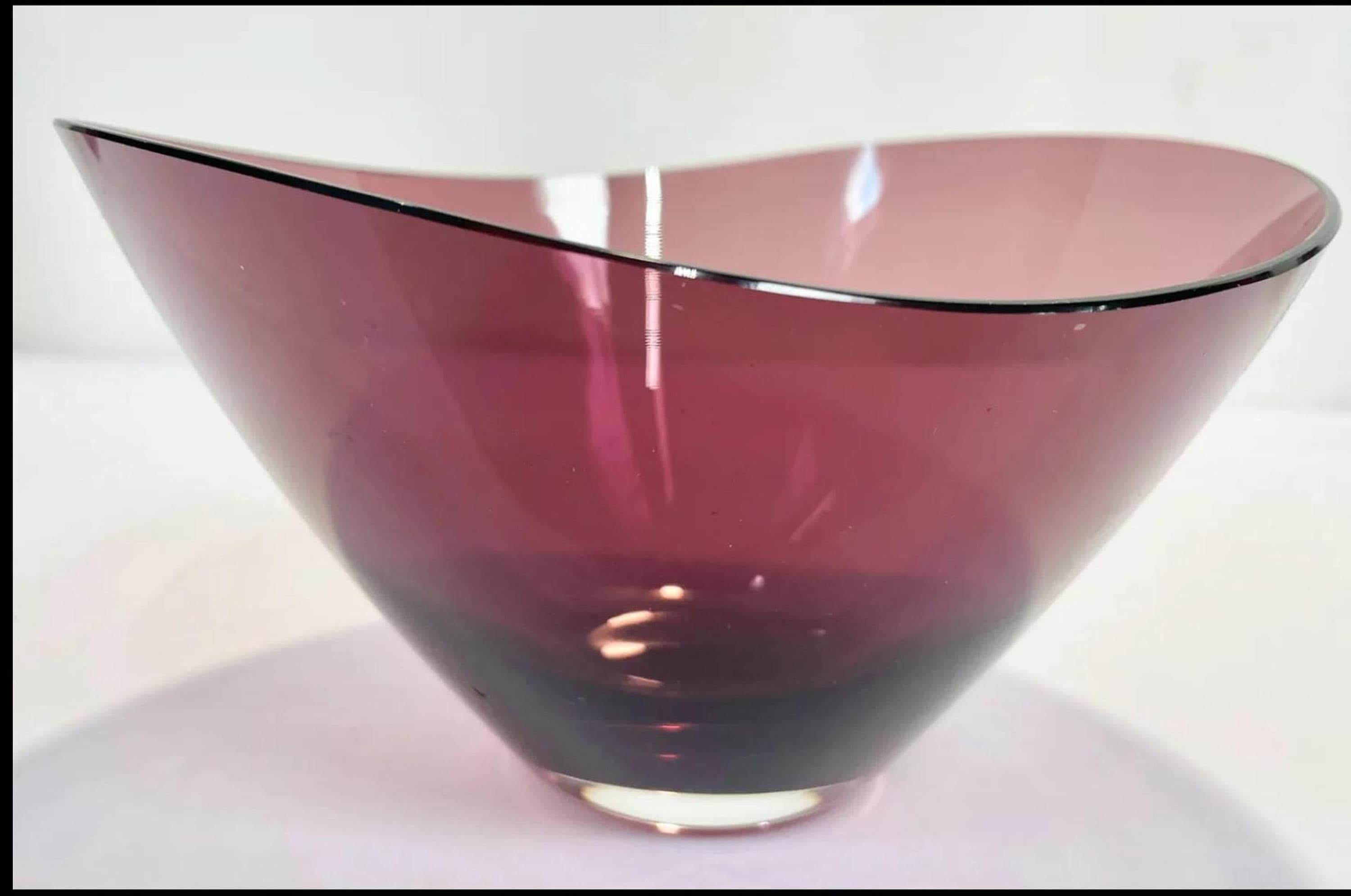 Mid Century Glass Set, Amethyst and Cranberry Decor Trio, view 3