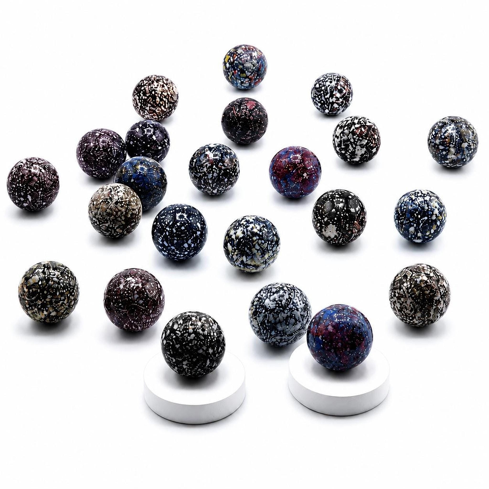 Vintage Galaxy Marbles Set of 23, Cosmic Speckled Glass Orbs
