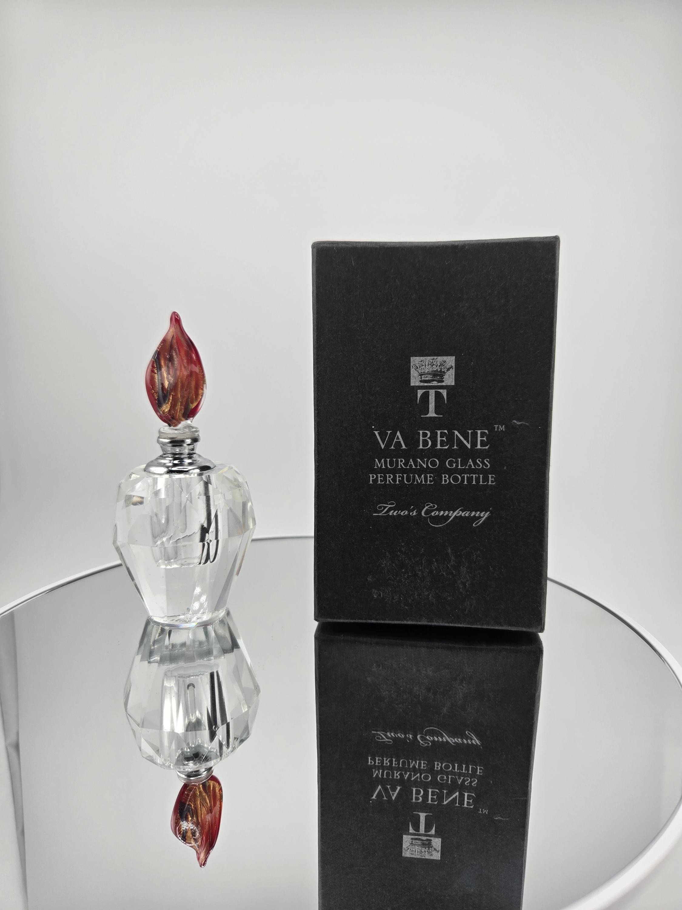 Va Bene Murano Perfume Bottle, Ruby Red Art Glass Stopper with Faceted Body, view 2