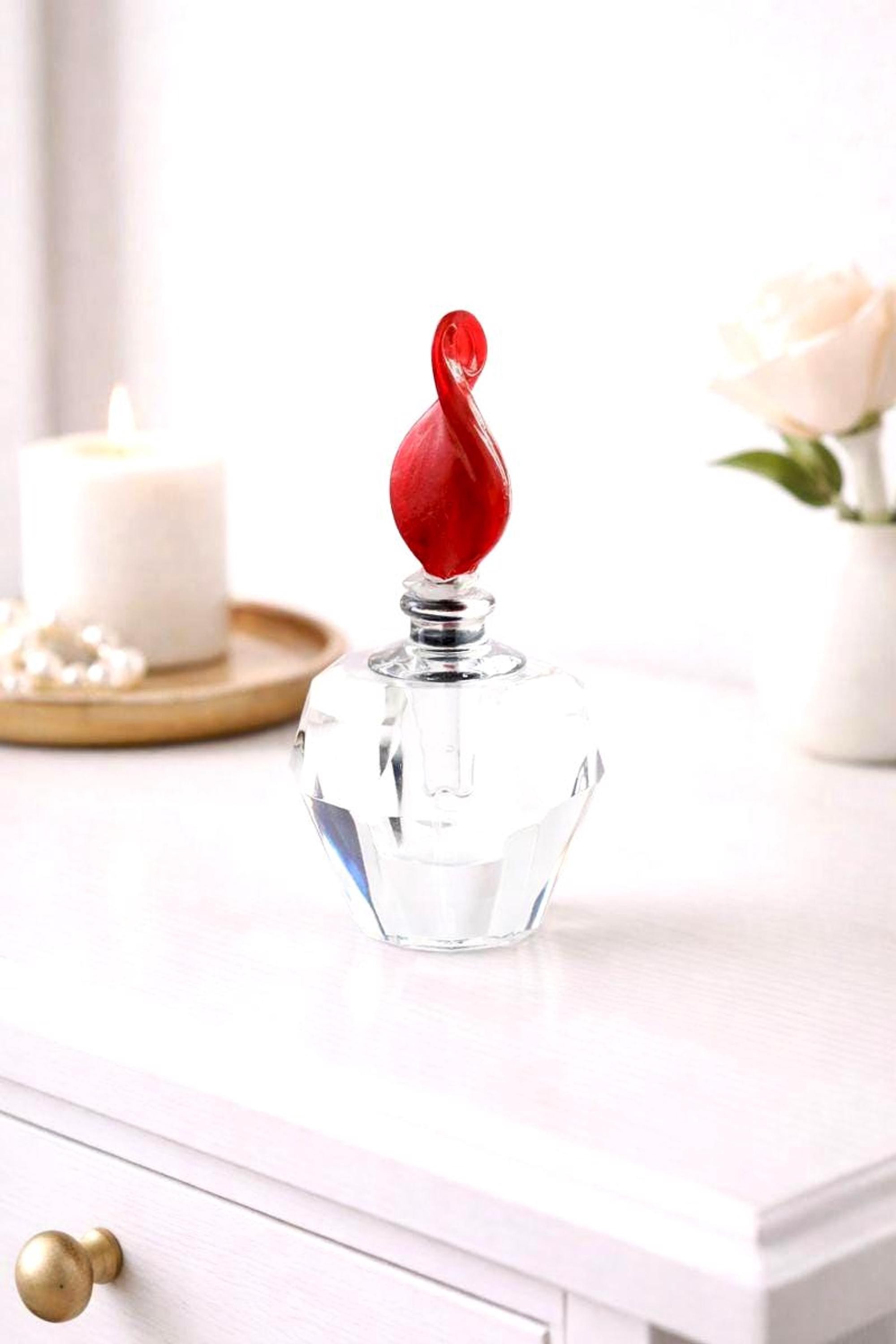 Va Bene Murano Perfume Bottle, Ruby Red Art Glass Stopper with Faceted Body, view 3