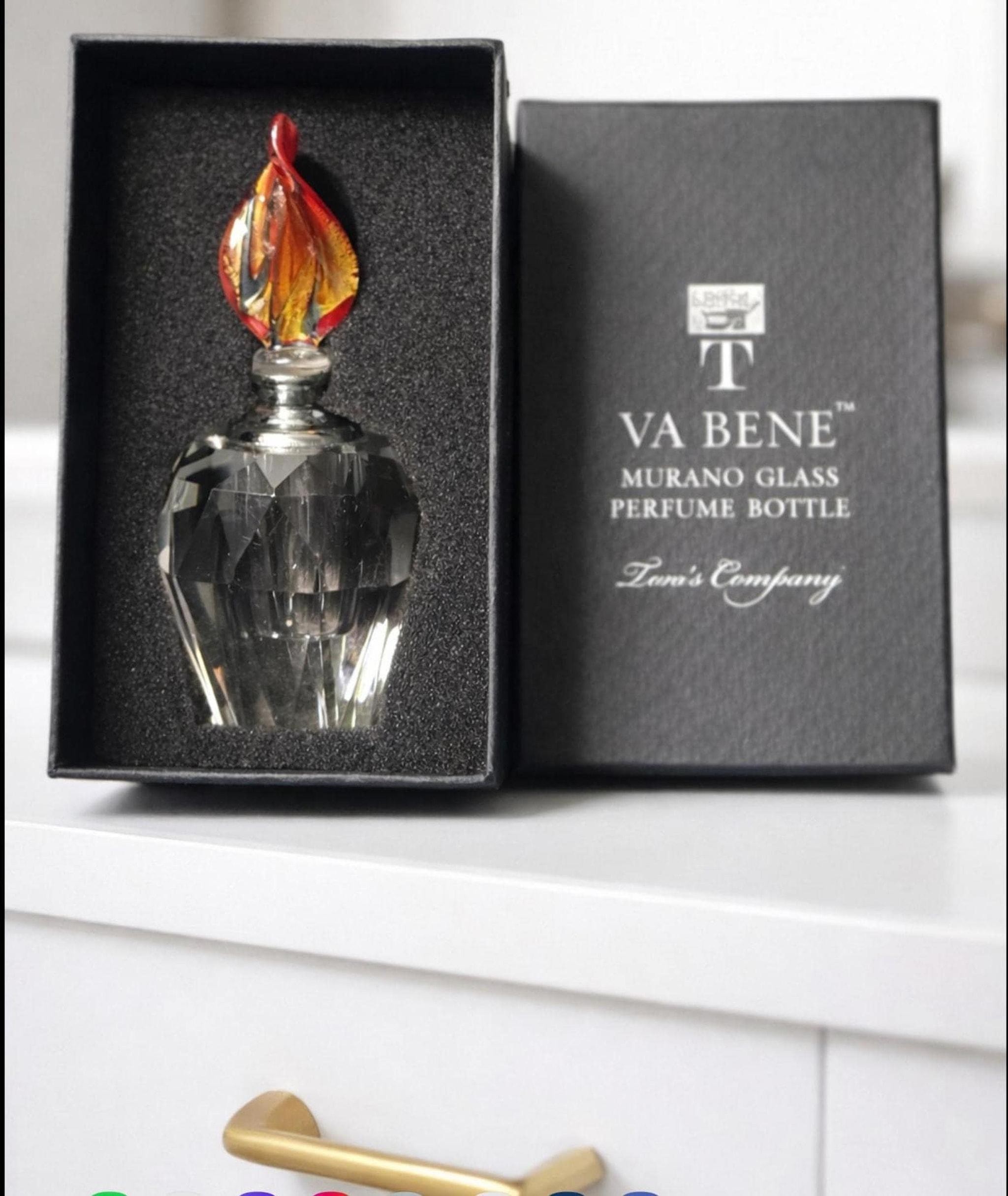 Va Bene Murano Perfume Bottle, Ruby Red Art Glass Stopper with Faceted Body, view 5