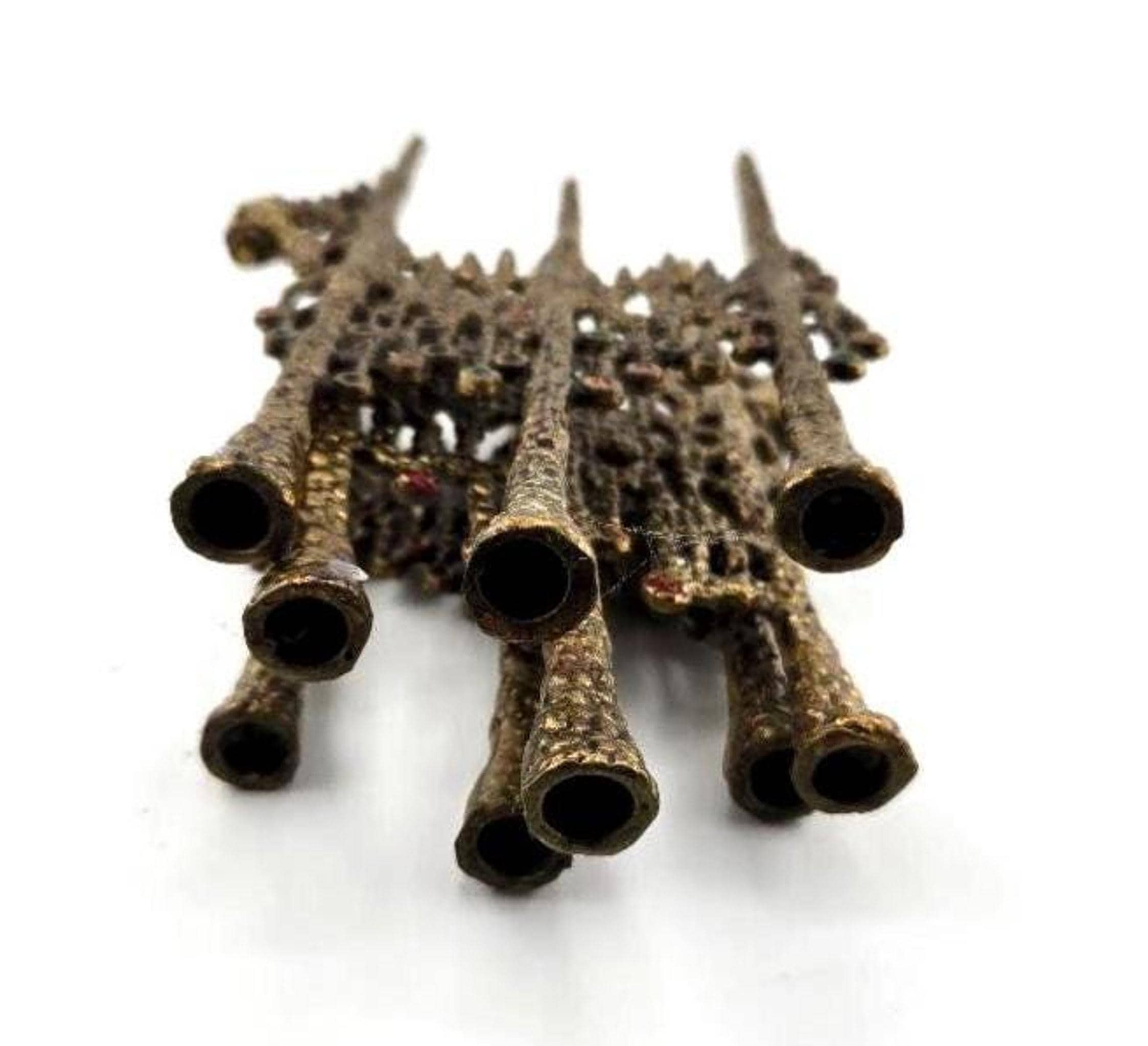Vintage Brutalist Candelabra, Mid Century Modern Metal Candle Holder, view 2