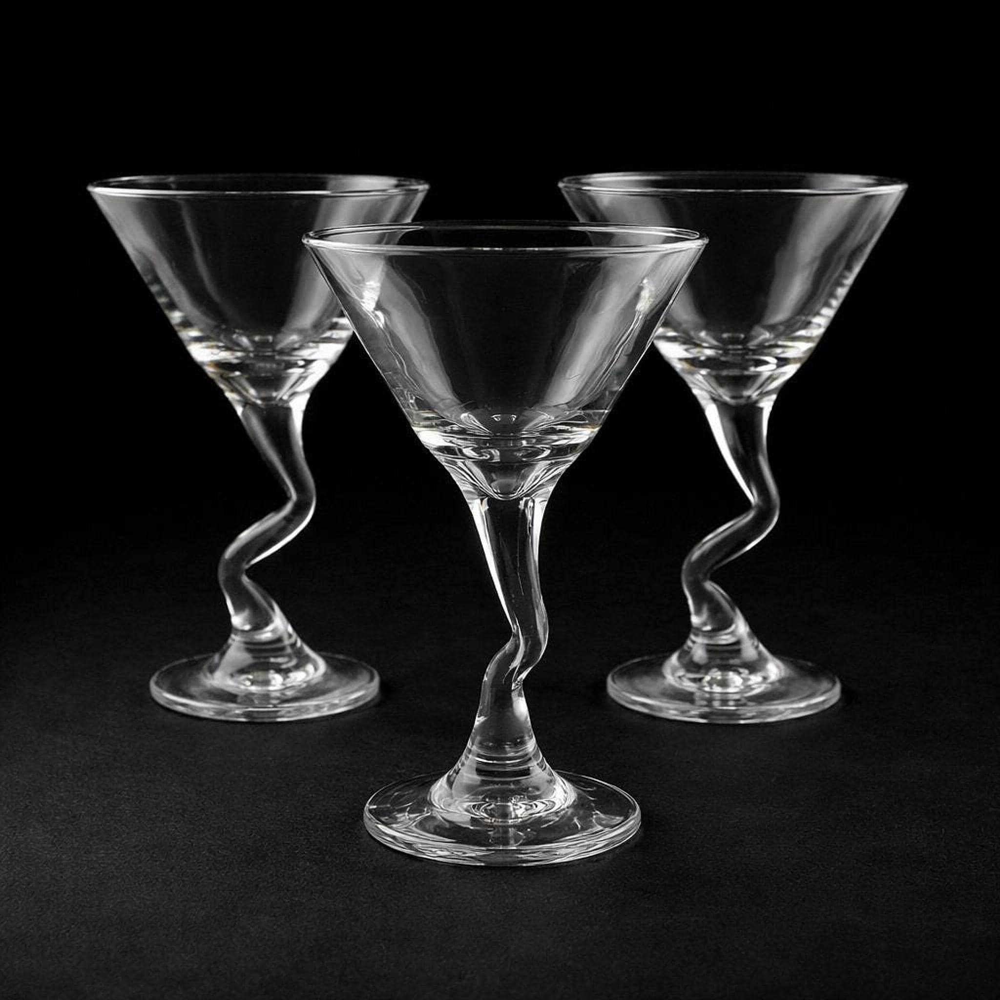 Vintage Twisted Martini Glasses Set of 3, Classic Spiral Stem Barware