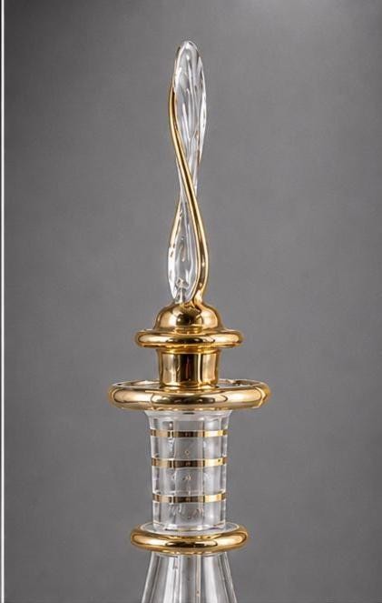 Vintage Gold Trim Perfume Bottle Glass Vanity Decanter Hollywood Regency Decor, view 2