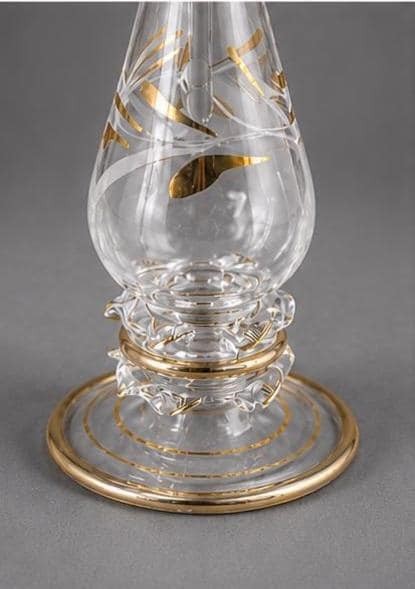 Vintage Gold Trim Perfume Bottle Glass Vanity Decanter Hollywood Regency Decor, view 3