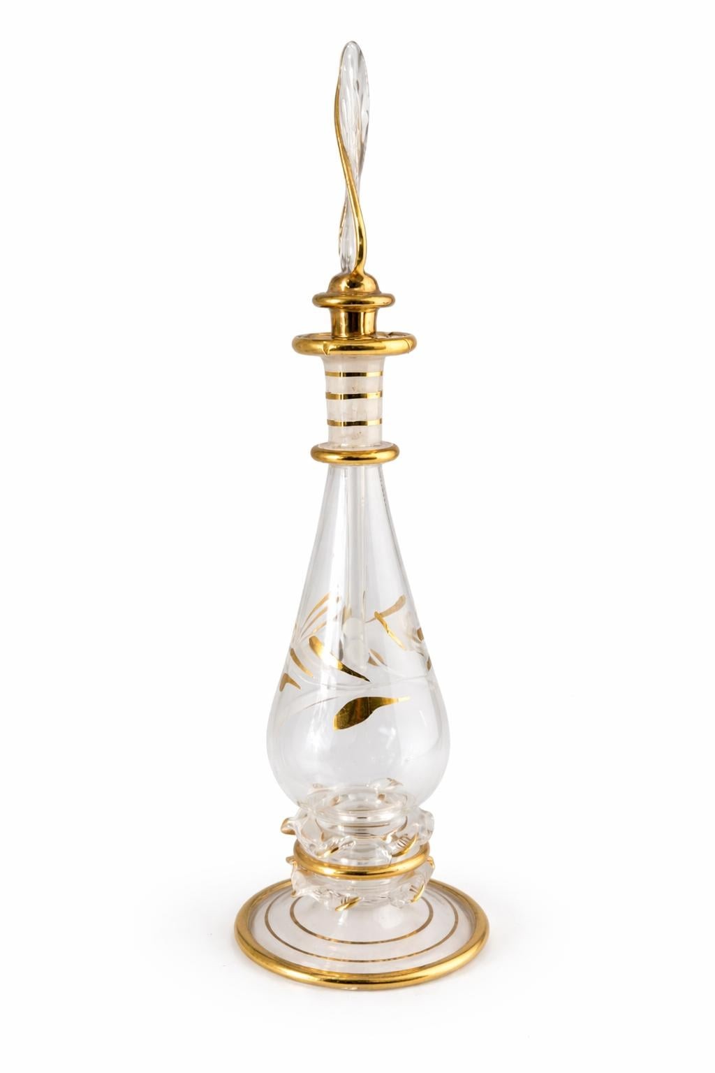 Vintage Gold Trim Perfume Bottle Glass Vanity Decanter Hollywood Regency Decor, view 6