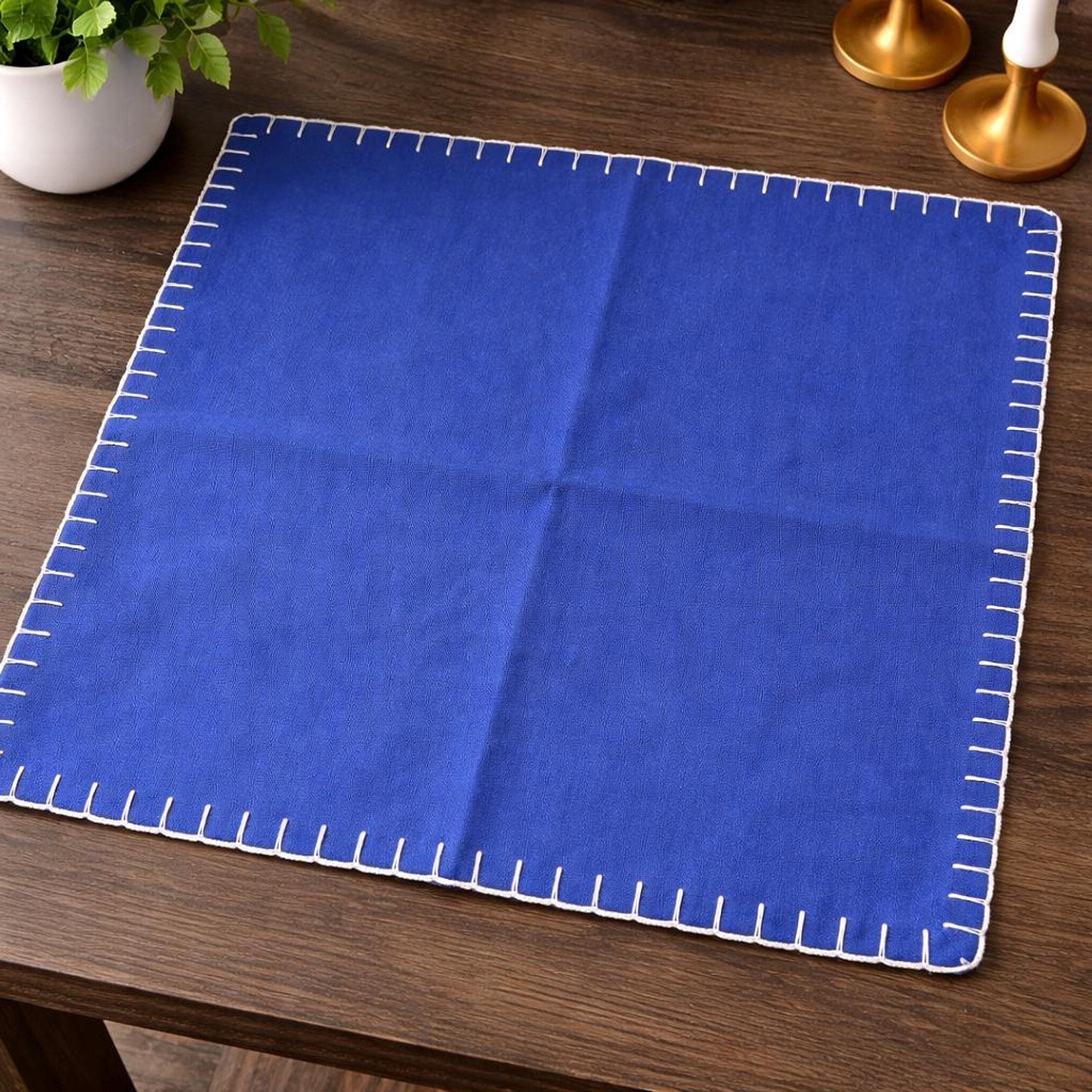 Challah Cover Set of 4 Blue Star of David Embroidered Linen, view 4