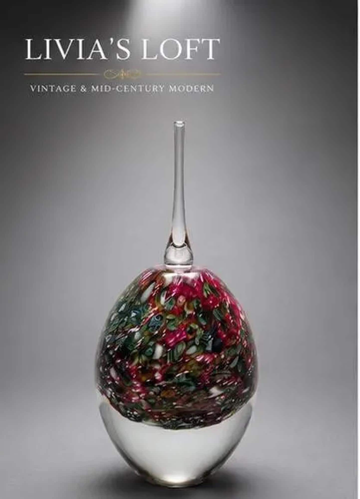 Signed Eickholt Perfume Bottle, Hand Blown Art Glass with Multicolor Confetti