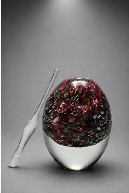 Signed Eickholt Perfume Bottle, Hand Blown Art Glass with Multicolor Confetti, view 2
