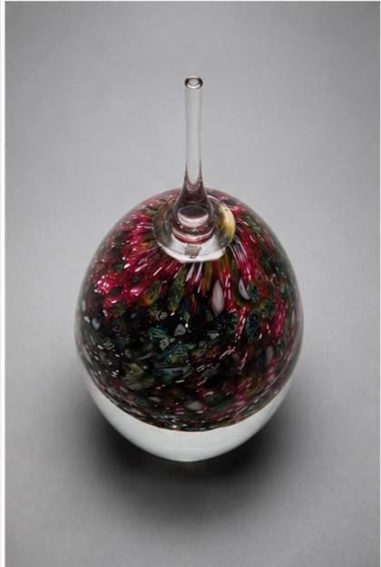 Signed Eickholt Perfume Bottle, Hand Blown Art Glass with Multicolor Confetti, view 3