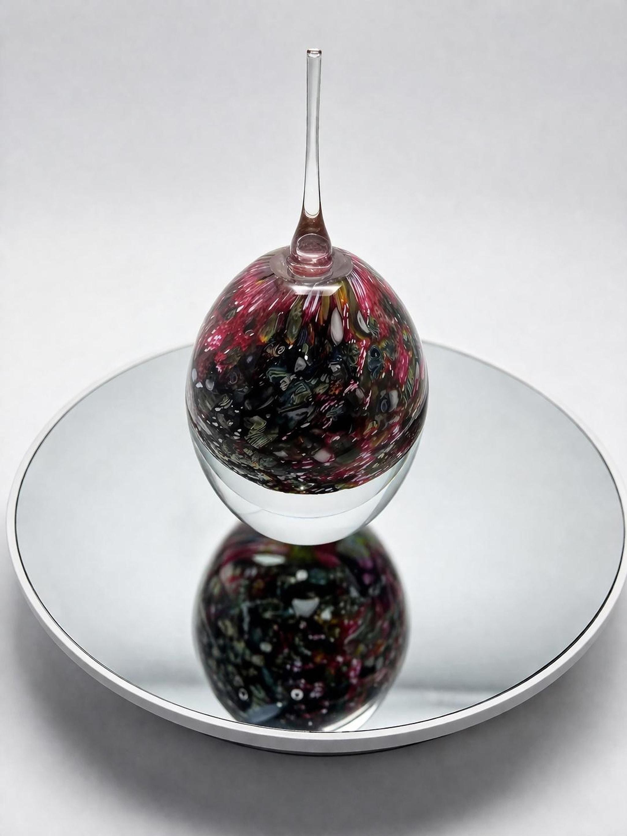 Signed Eickholt Perfume Bottle, Hand Blown Art Glass with Multicolor Confetti, view 4