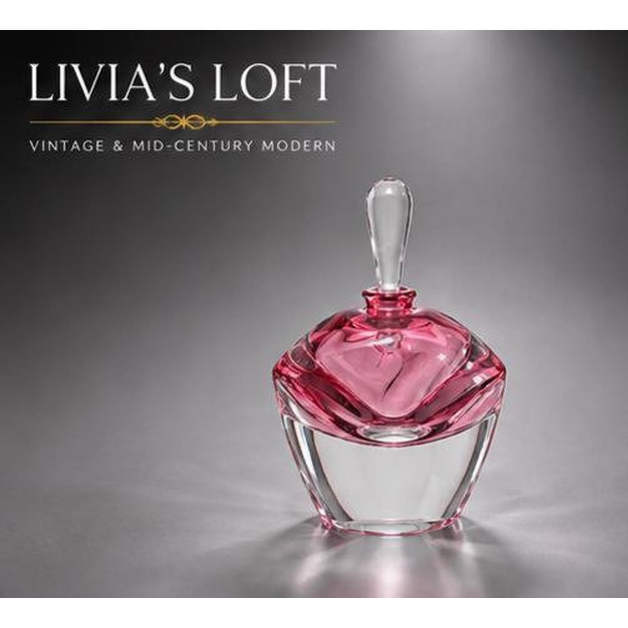 Cranberry Pink Perfume Bottle, Signed Art Glass from the 1970s