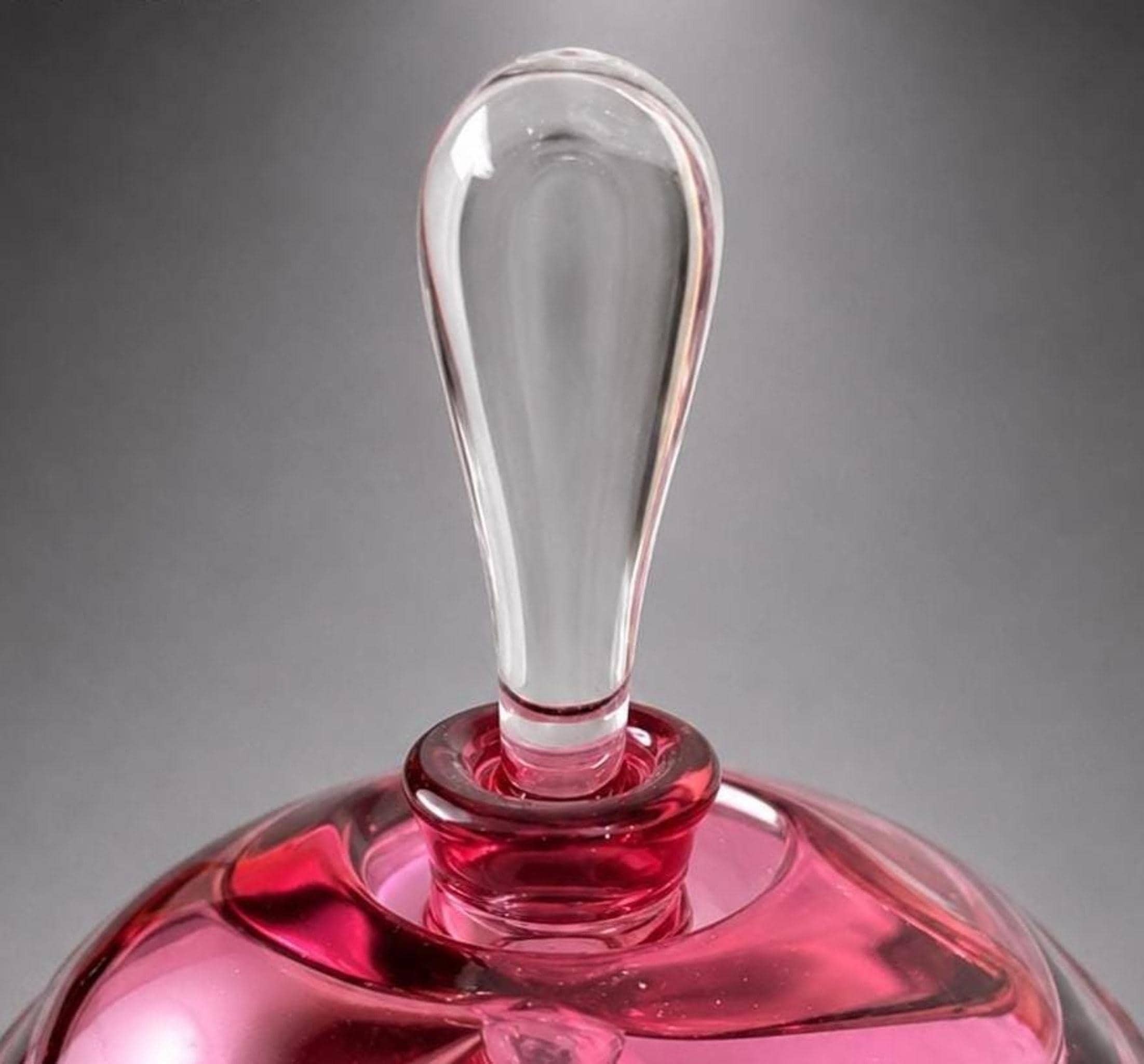 Cranberry Pink Perfume Bottle, Signed Art Glass from the 1970s, view 5