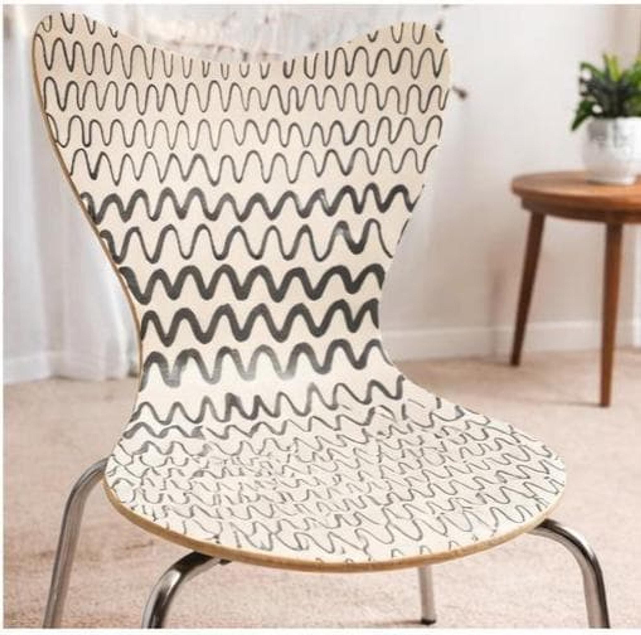 Mid Century Chair Pair, Vintage West Elm Design with Textured Seats, view 5