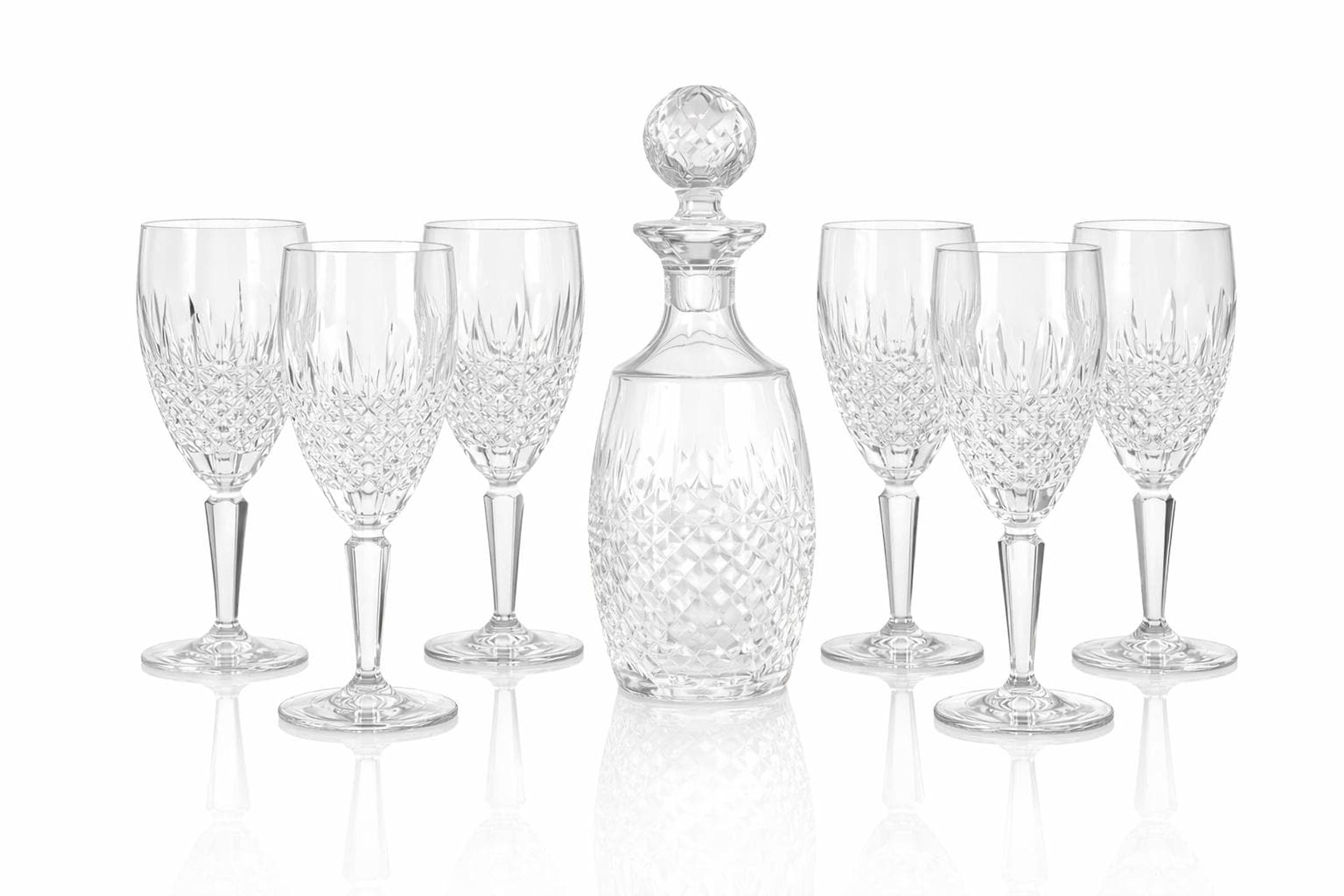 Waterford Crystal Colleen Decanter Set with 6 Champagne Flutes, Vintage Irish Cut Crystal Barware, Signed , Wedding Anniversary Gift, view 2