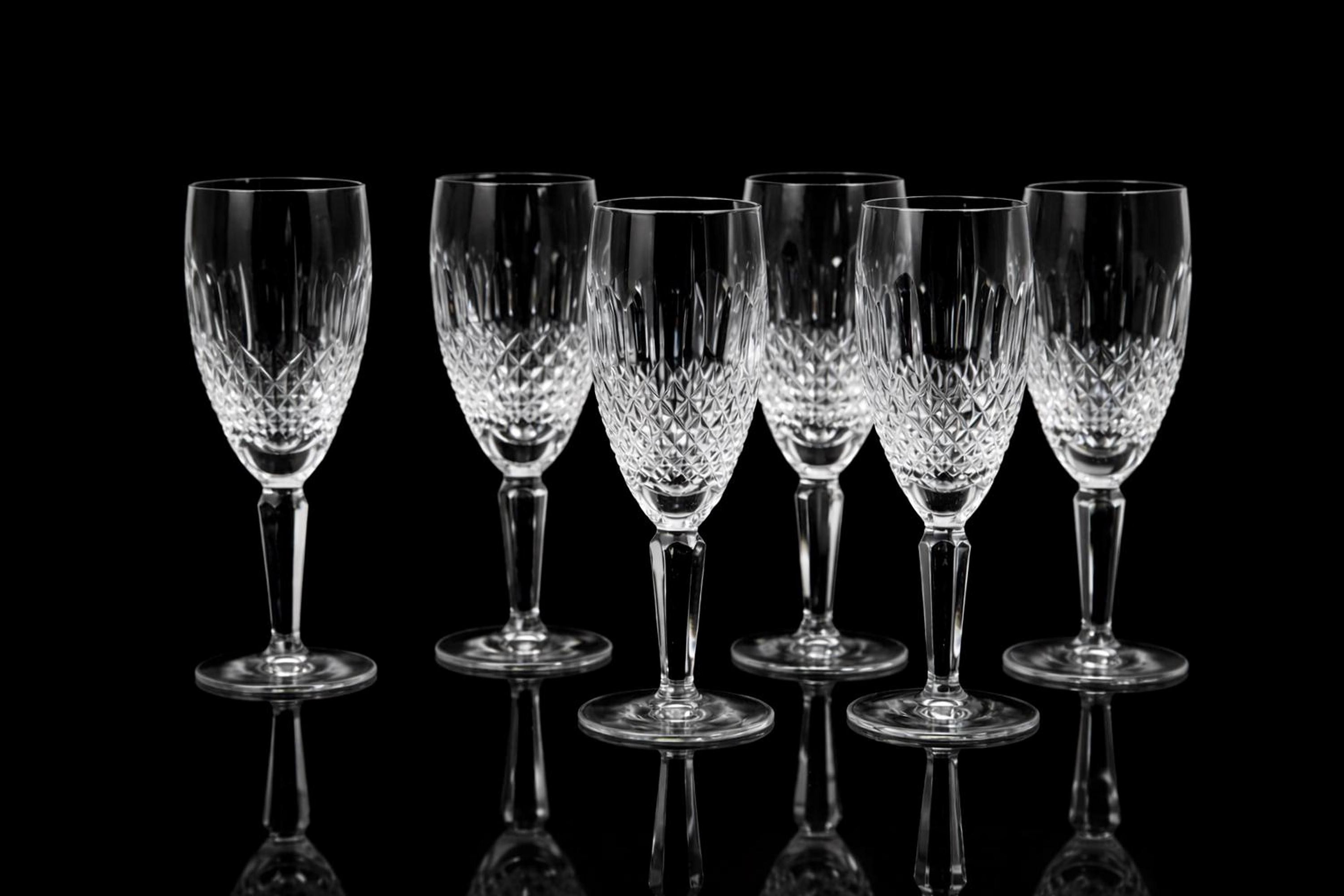Waterford Crystal Colleen Decanter Set with 6 Champagne Flutes, Vintage Irish Cut Crystal Barware, Signed , Wedding Anniversary Gift, view 3
