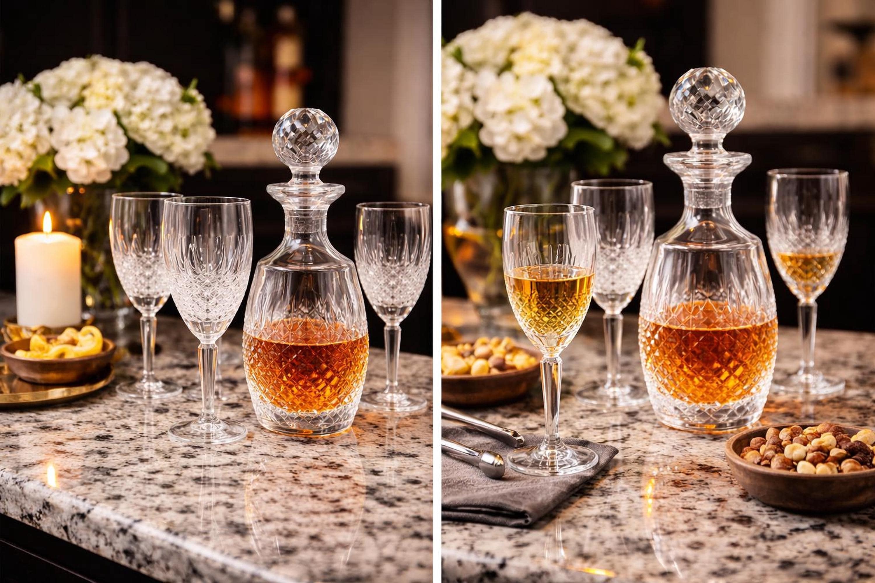 Waterford Crystal Colleen Decanter Set with 6 Champagne Flutes, Vintage Irish Cut Crystal Barware, Signed , Wedding Anniversary Gift, view 6