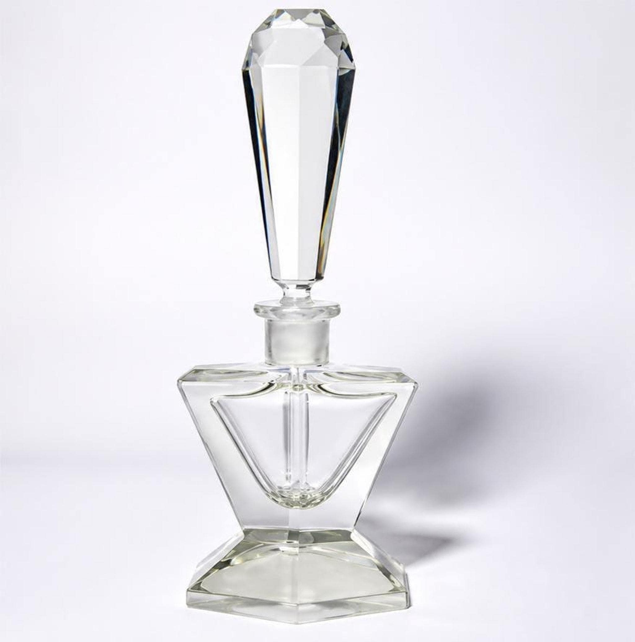 Art Deco Perfume Bottle, Cut Crystal with Faceted Dauber Stopper, view 3
