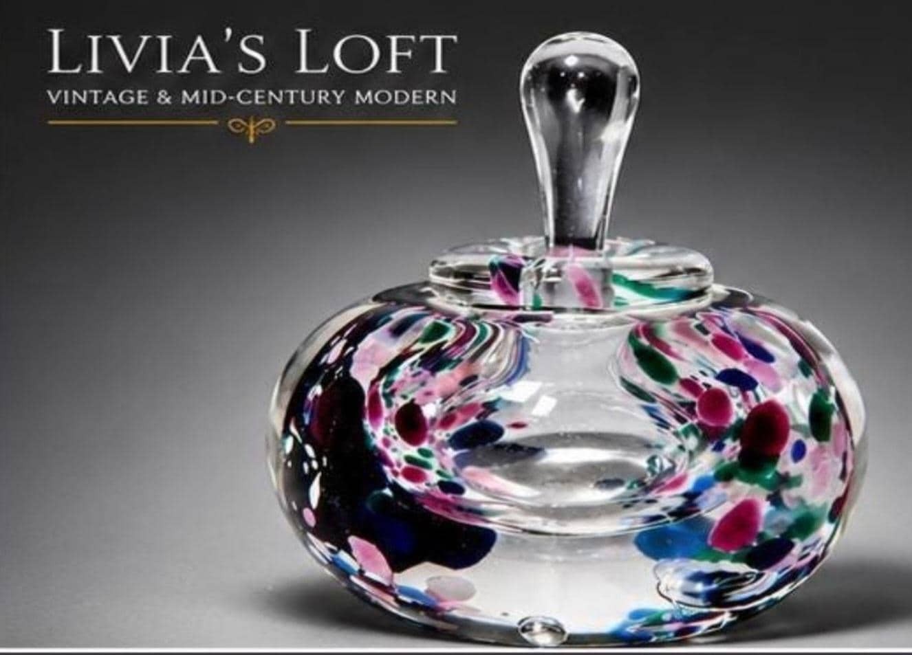 Art Glass Bottle with Confetti Design, Signed Karg Perfume