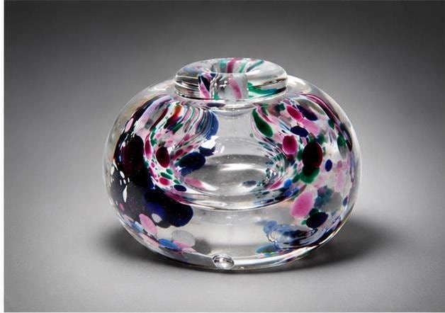 Art Glass Bottle with Confetti Design, Signed Karg Perfume, view 2