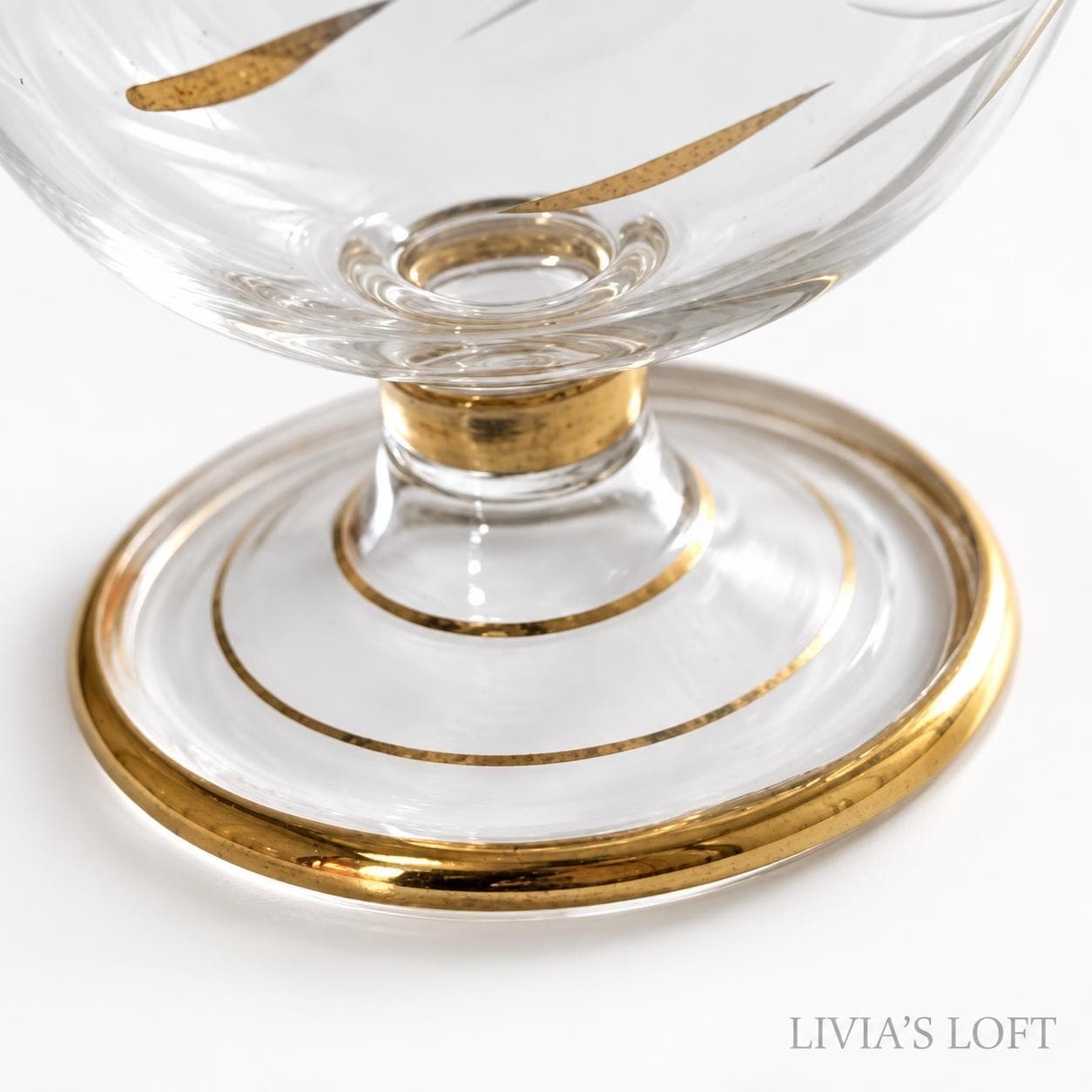 Egyptian Perfume Bottle, Gold Leaf Hand Blown Glass Decanter, Tall Teardrop Stopper, Vintage Style Vanity, view 3