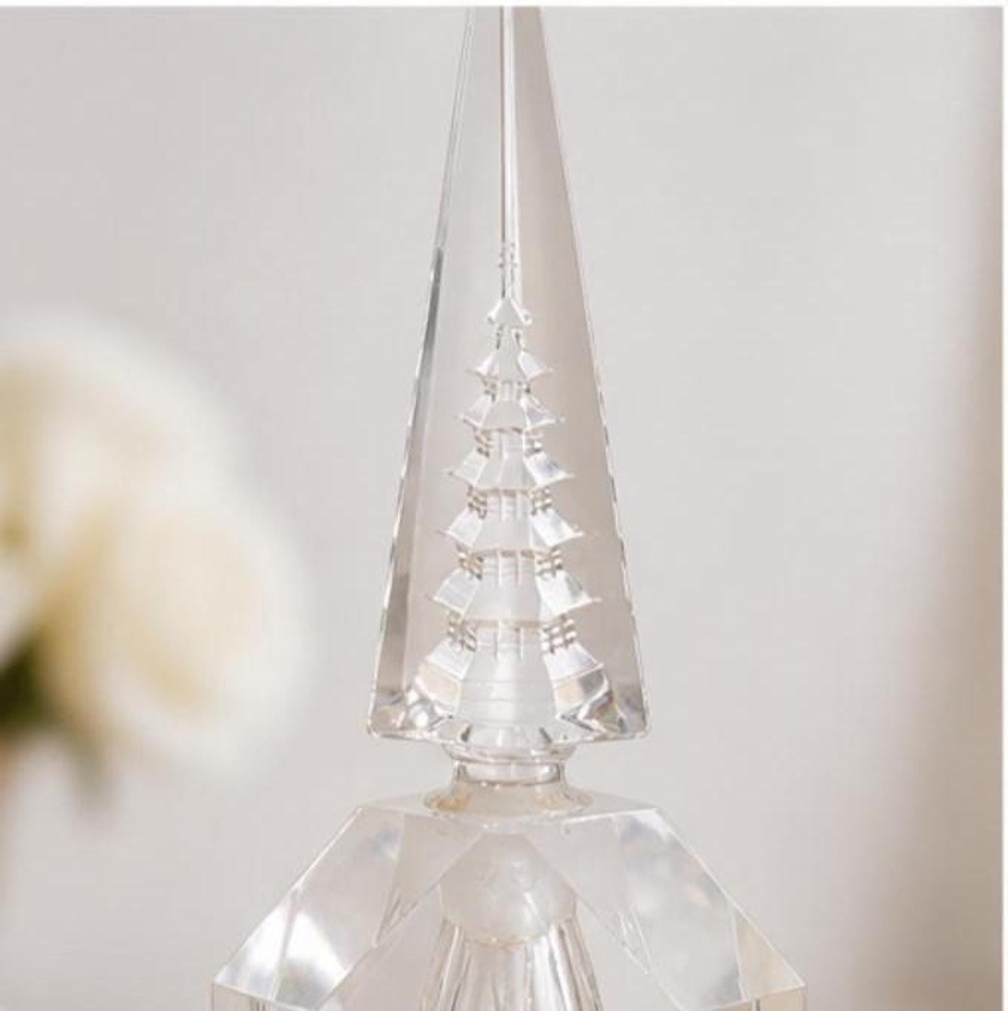 Vintage Crystal Perfume Bottle with Obelisk Stopper, 1980s Geometric Cut Glass, view 3