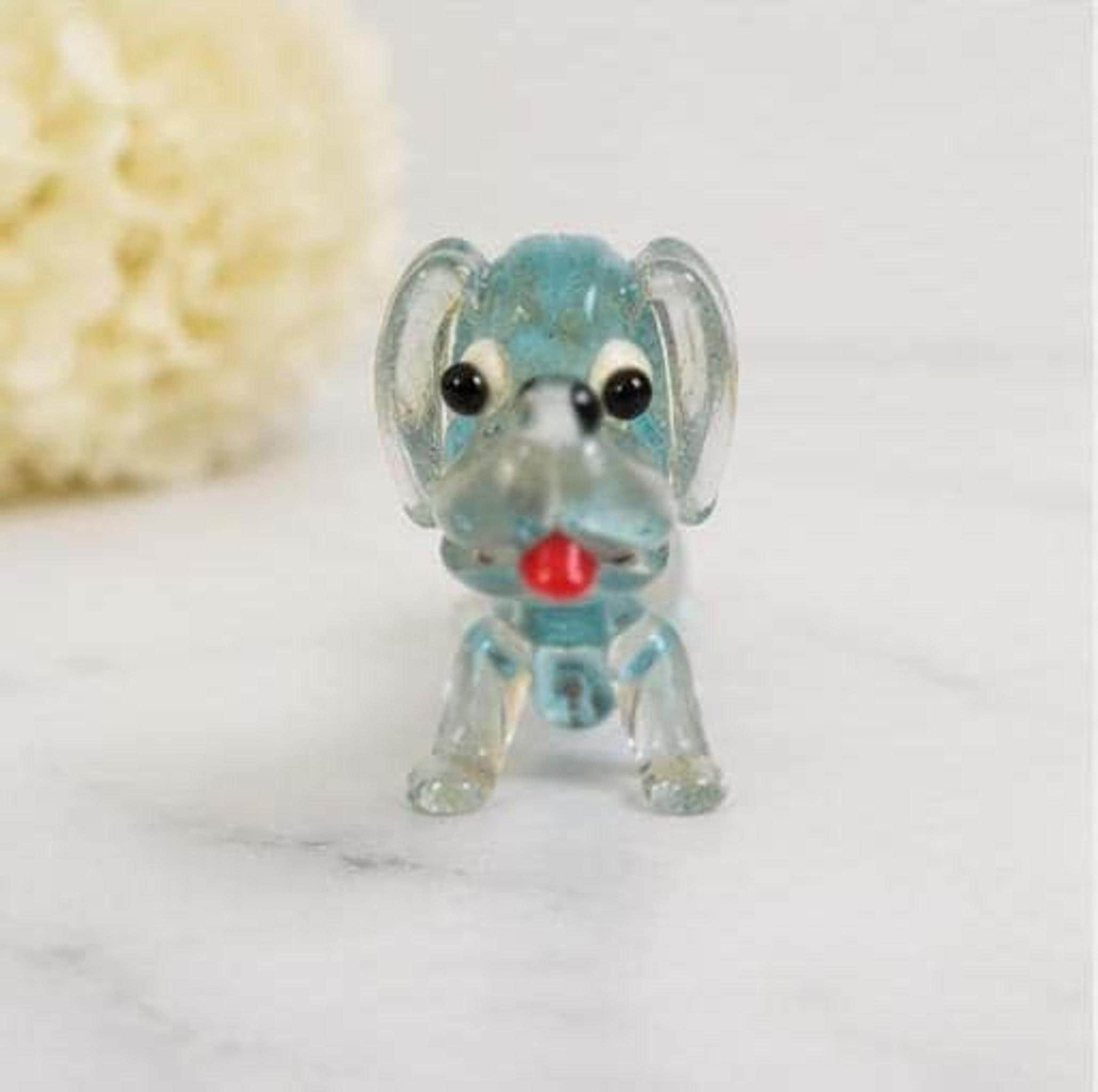 Vintage Murano Style Glass Dachshund Figurine, Blue Hand Blown Dog Sculpture, view 4