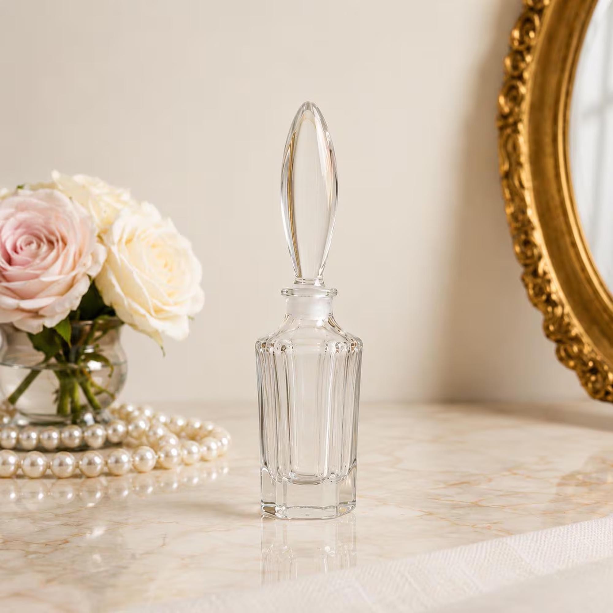 Vintage Crystal Perfume Bottle, Cut Glass Vanity Decor from West Britain
