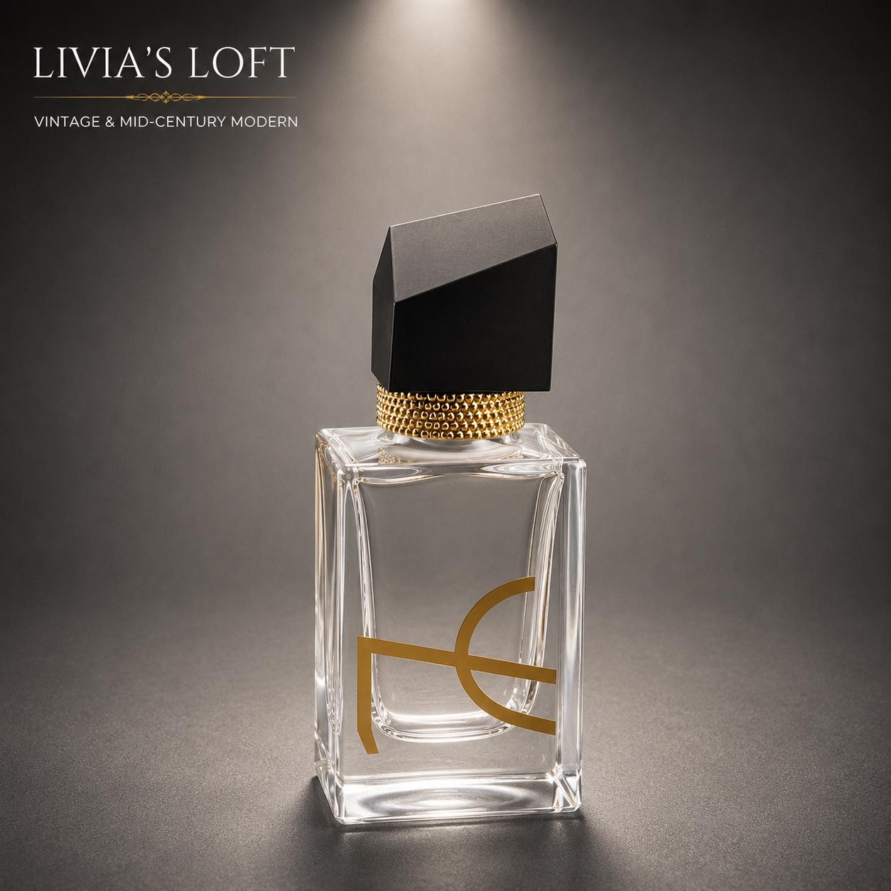 Vintage YSL Perfume Bottle, Black Gold Vanity Decor with Iconic Logo