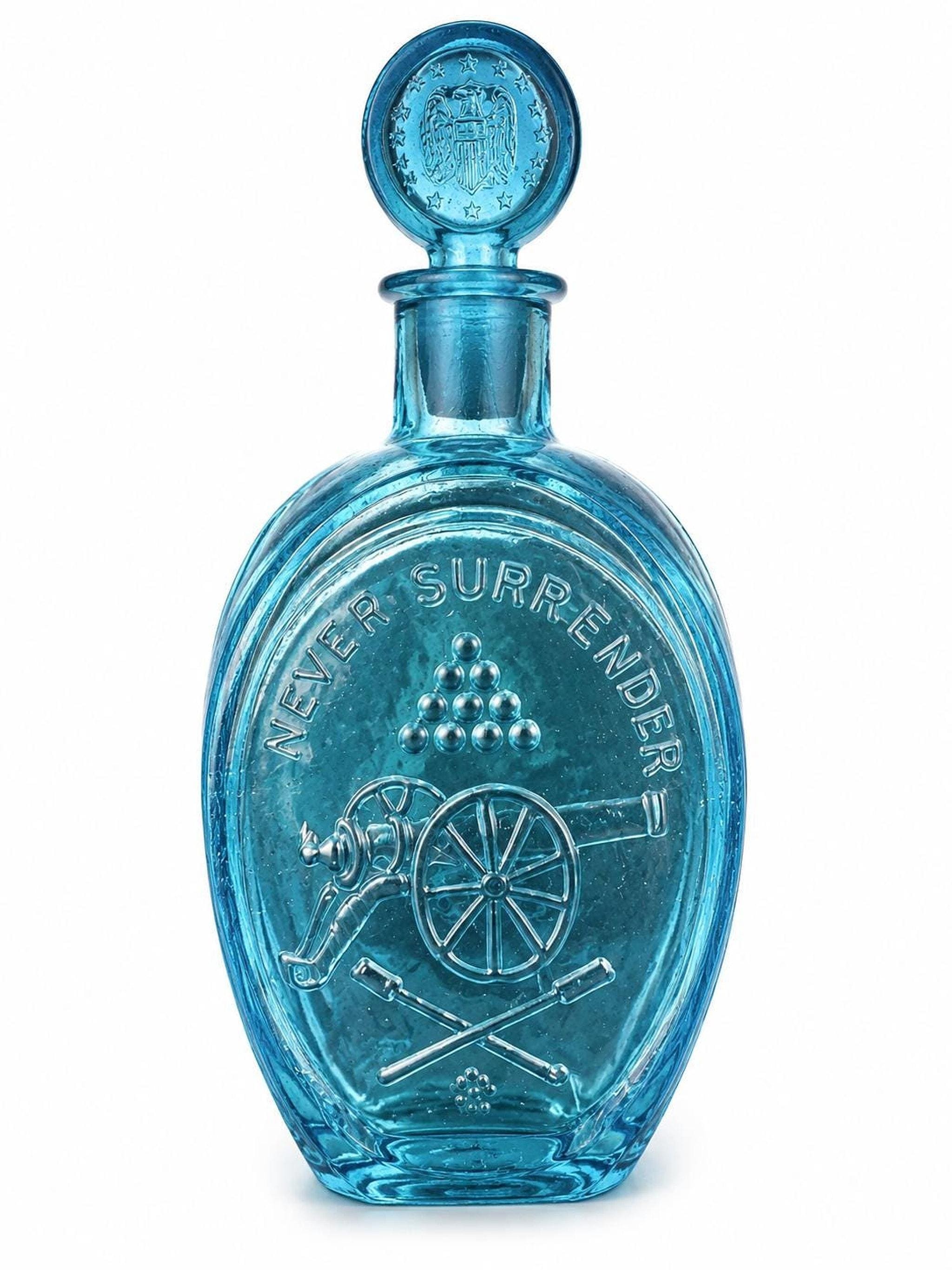 Ezra Brooks Decanter, Vintage Sapphire Blue Glass Bottle with Eagle Motif, view 1