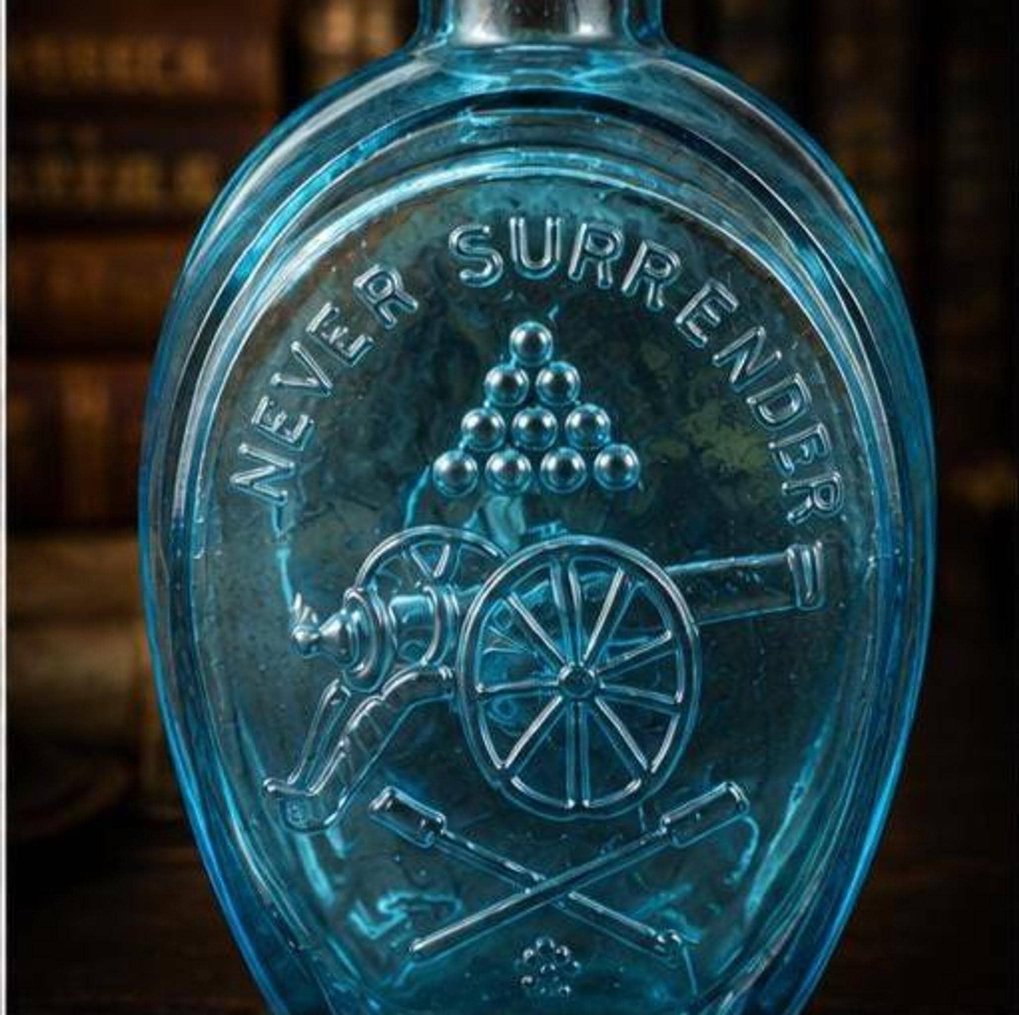 Ezra Brooks Decanter, Vintage Sapphire Blue Glass Bottle with Eagle Motif, view 3