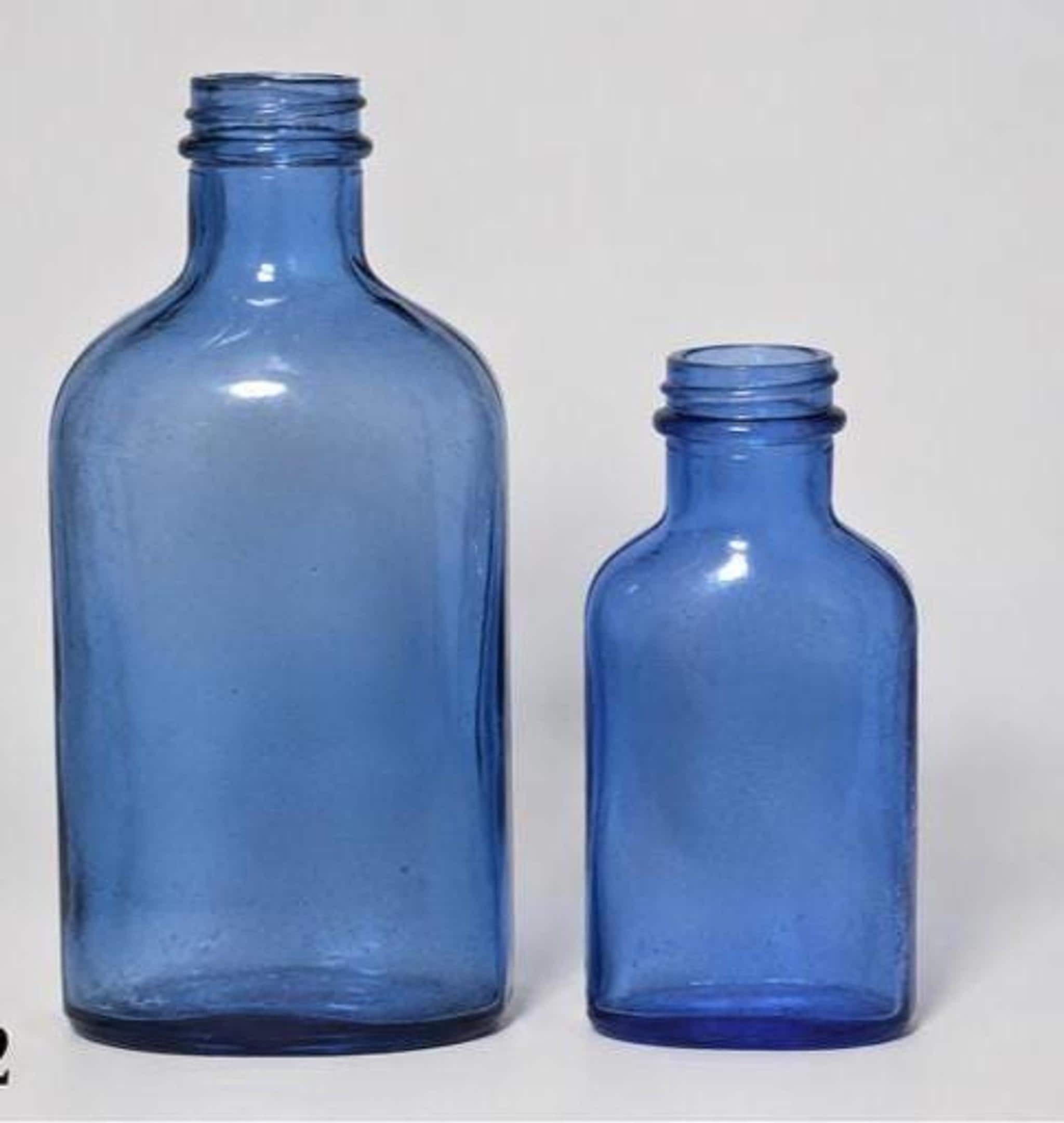 Vintage Apothecary Cobalt Blue Glass Milk of Magnesia Bottle Set, view 3