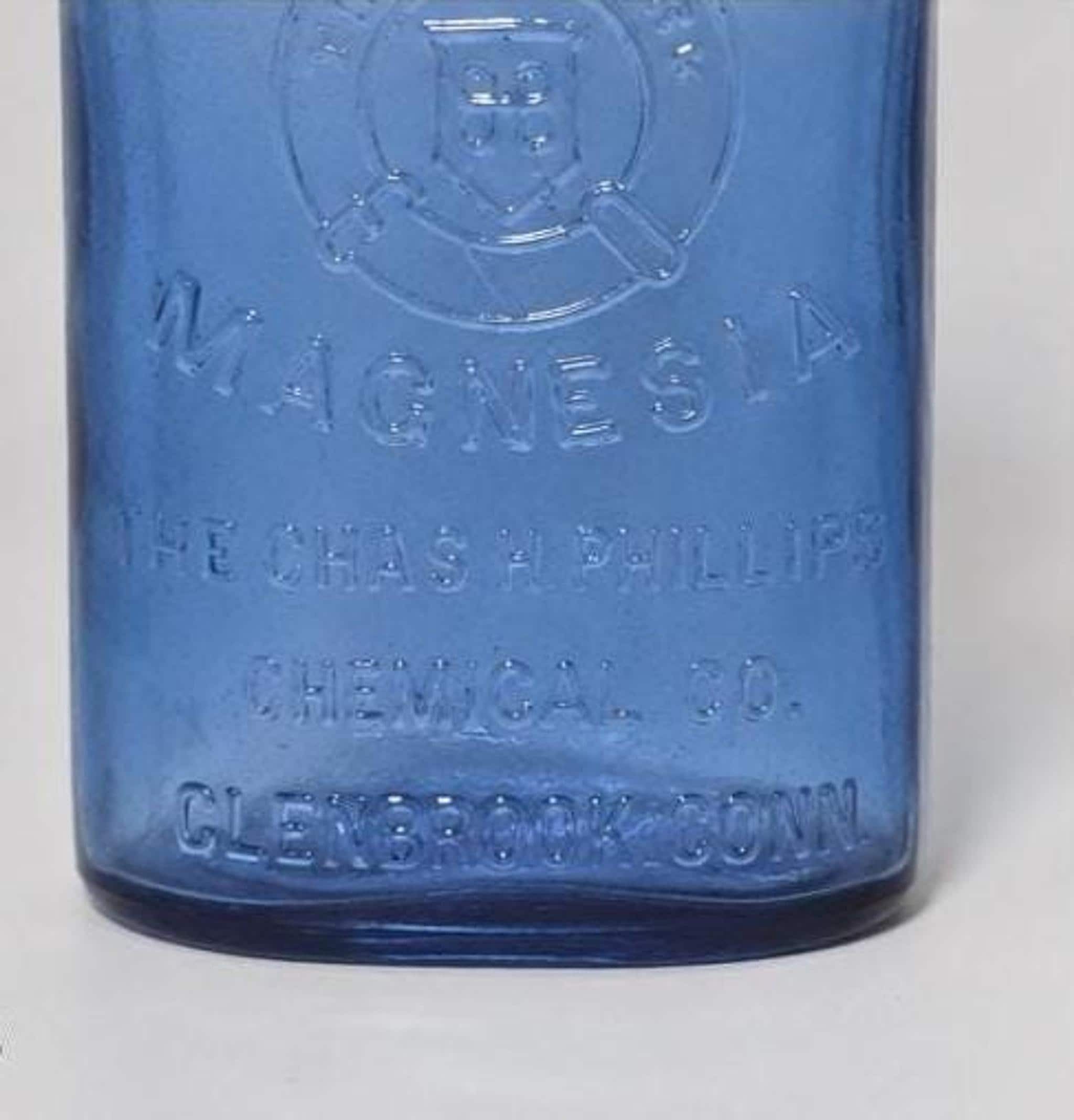 Vintage Apothecary Cobalt Blue Glass Milk of Magnesia Bottle Set, view 4
