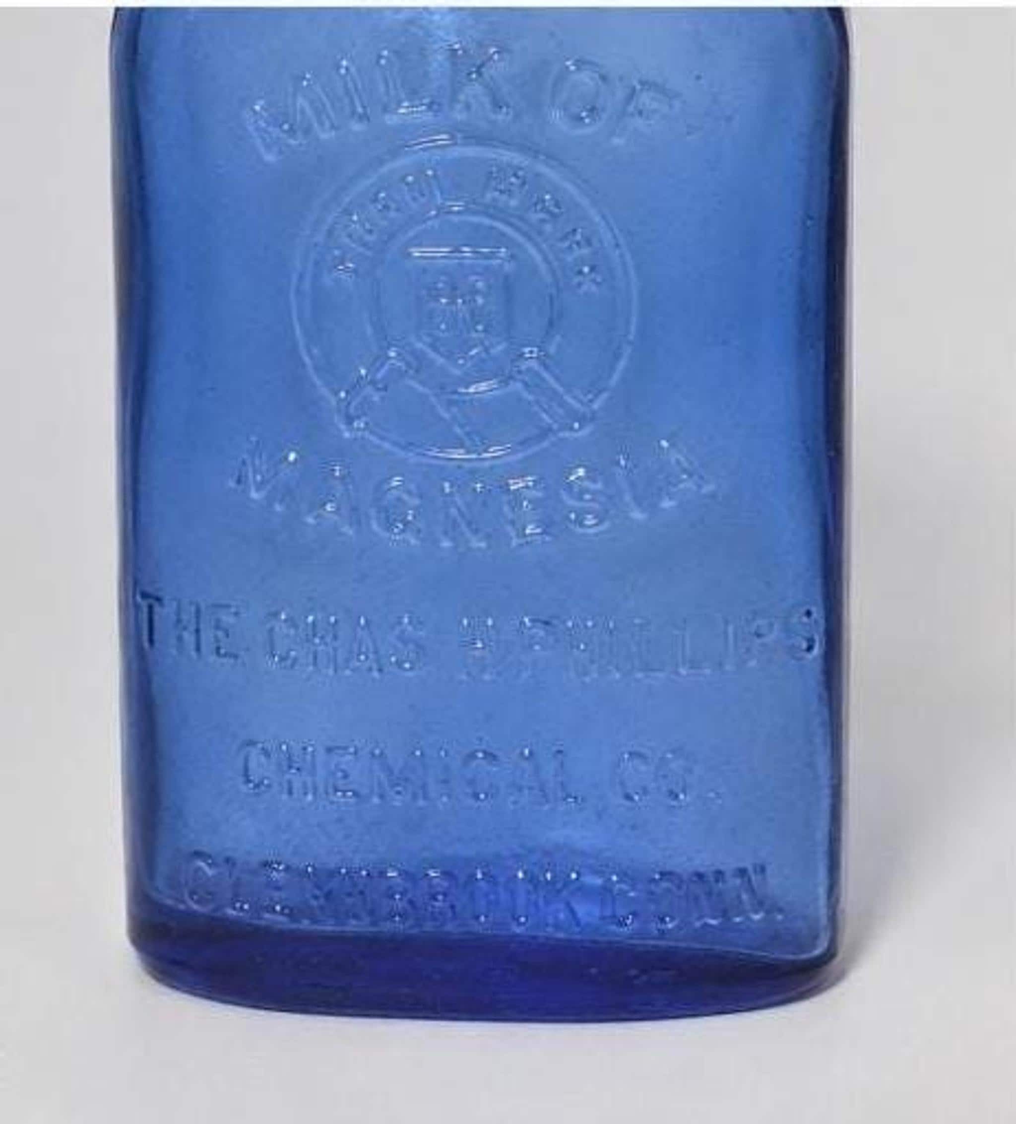 Vintage Apothecary Cobalt Blue Glass Milk of Magnesia Bottle Set, view 5