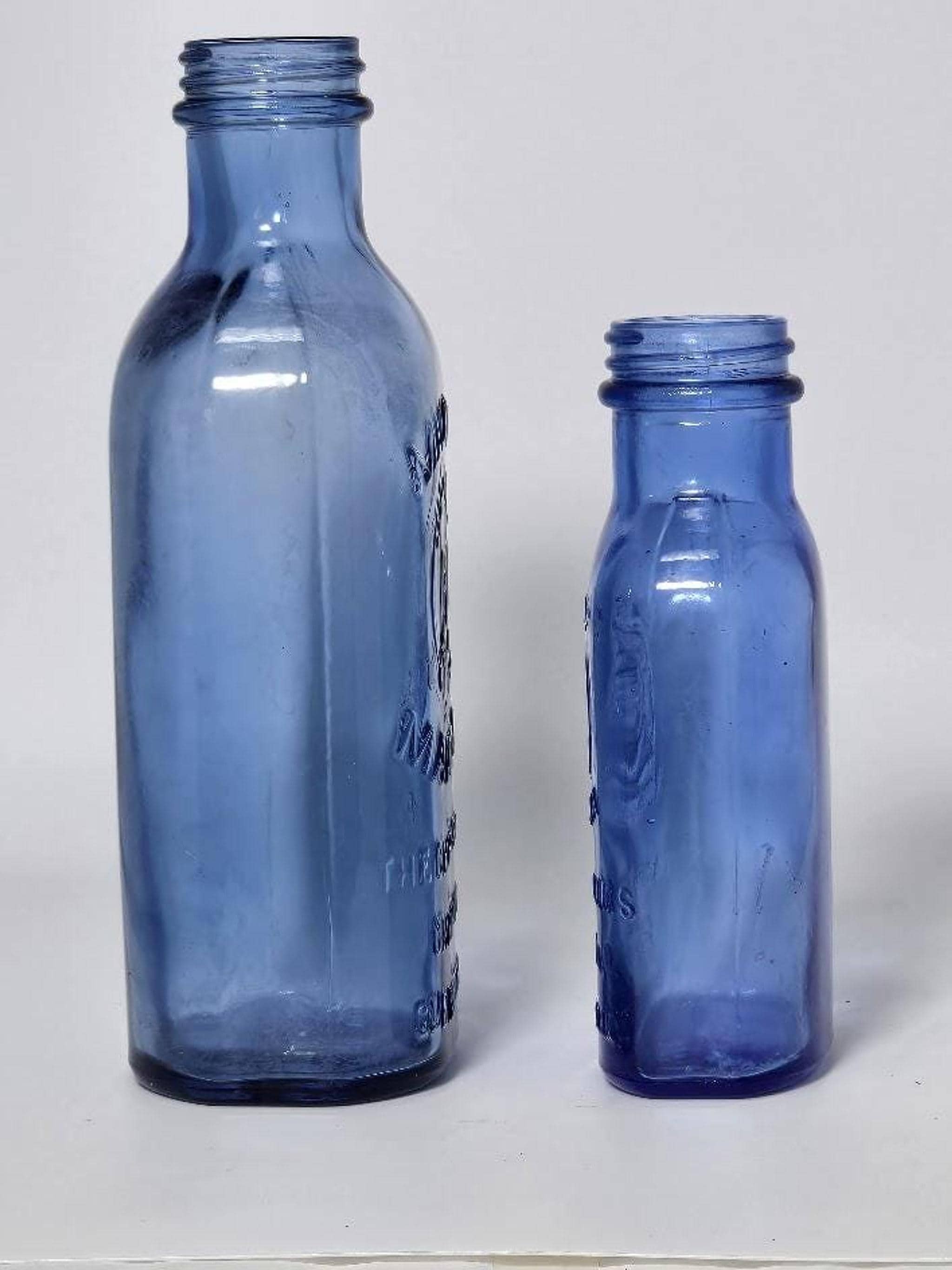 Vintage Apothecary Cobalt Blue Glass Milk of Magnesia Bottle Set, view 6