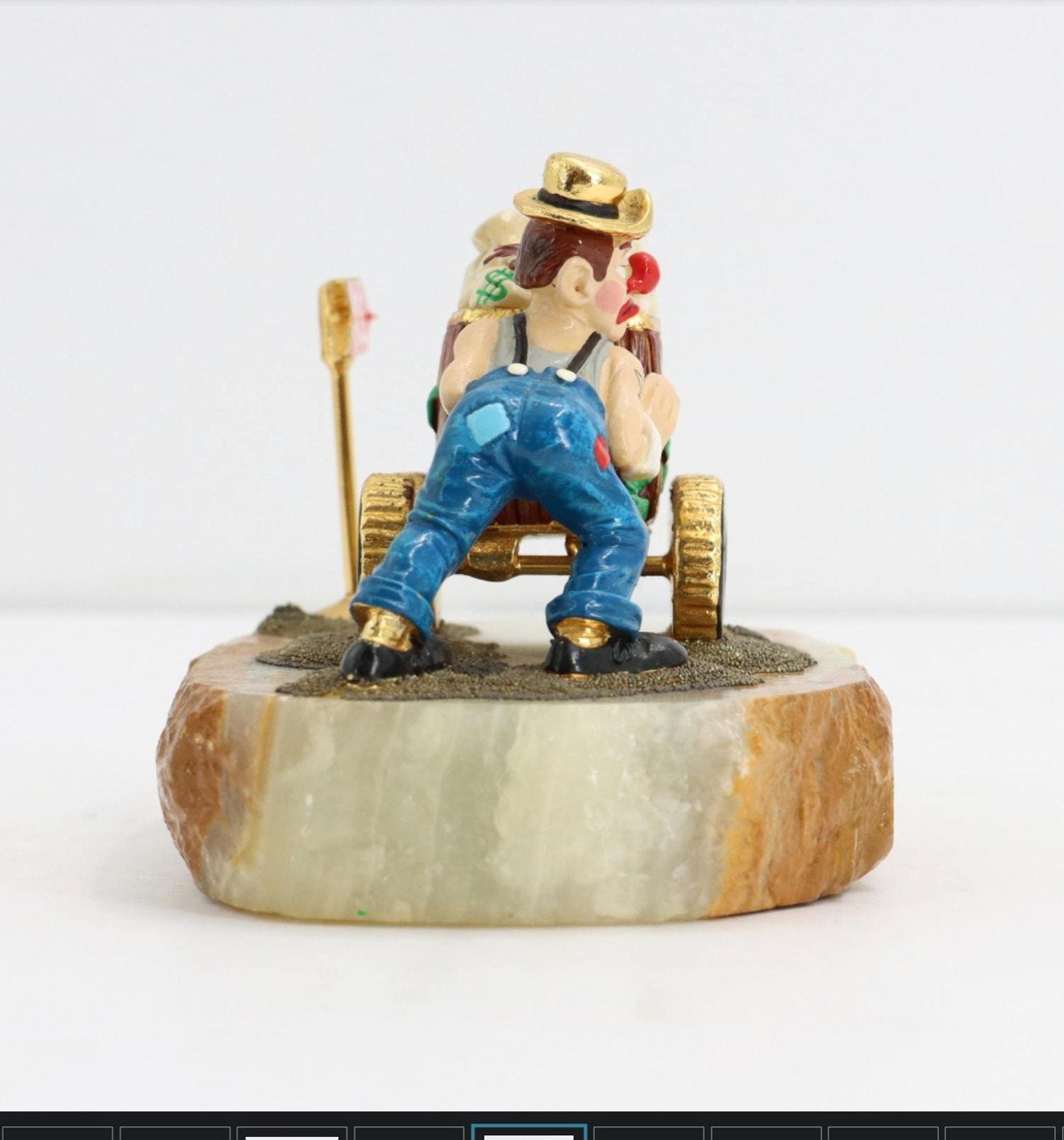 Ron Lee Hand-Painted Pewter and Onyx Clown Figurine | Whimsical Circus Memorabilia,, view 3